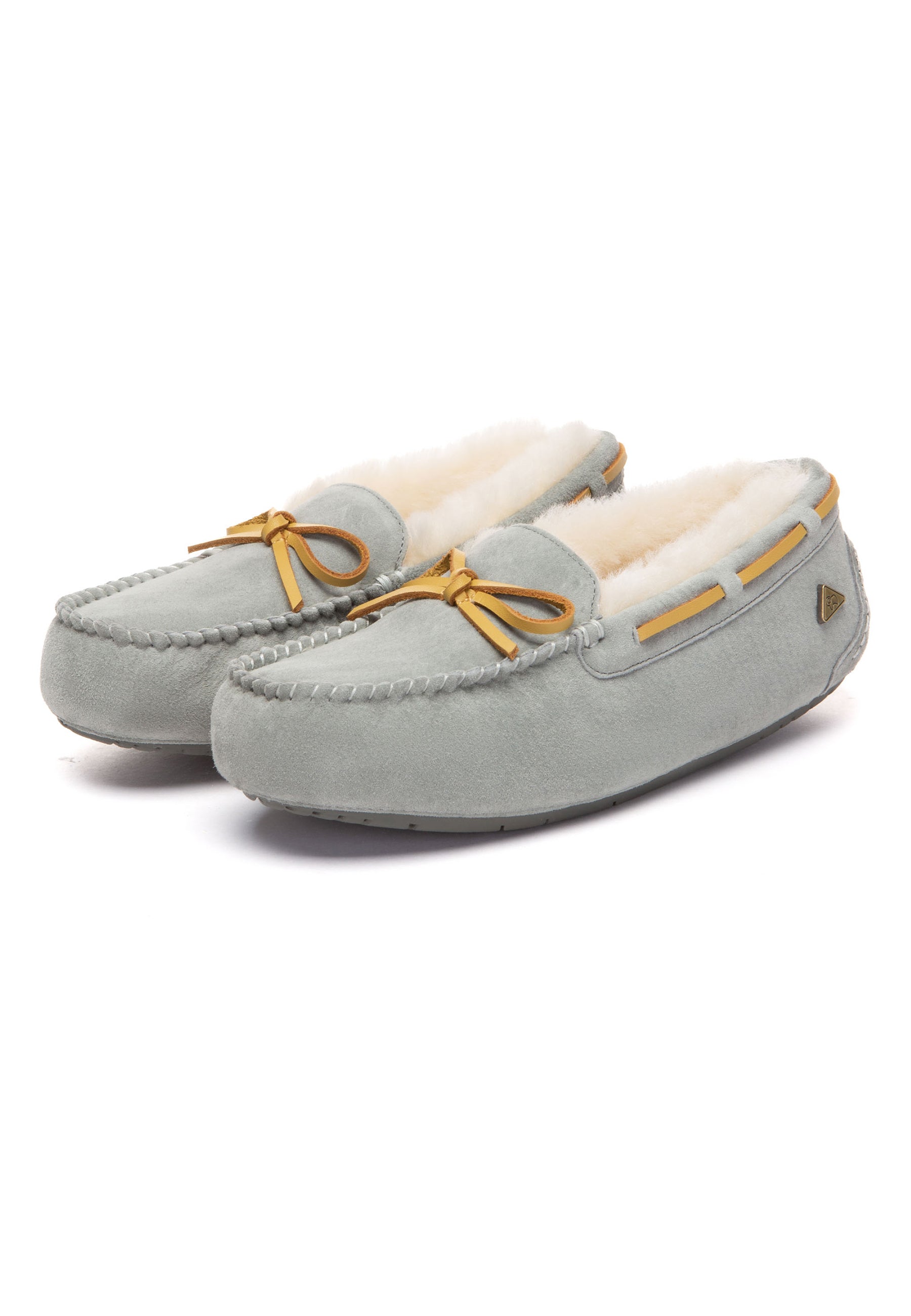 EVERAU Crested Leather Loafers Loafersy Szare