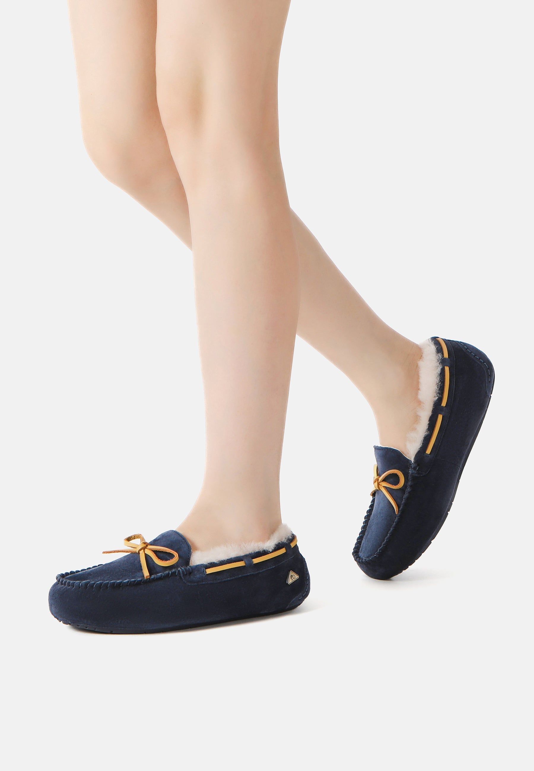 EVERAU Crested Leather Loafers Loafersy Granatowe