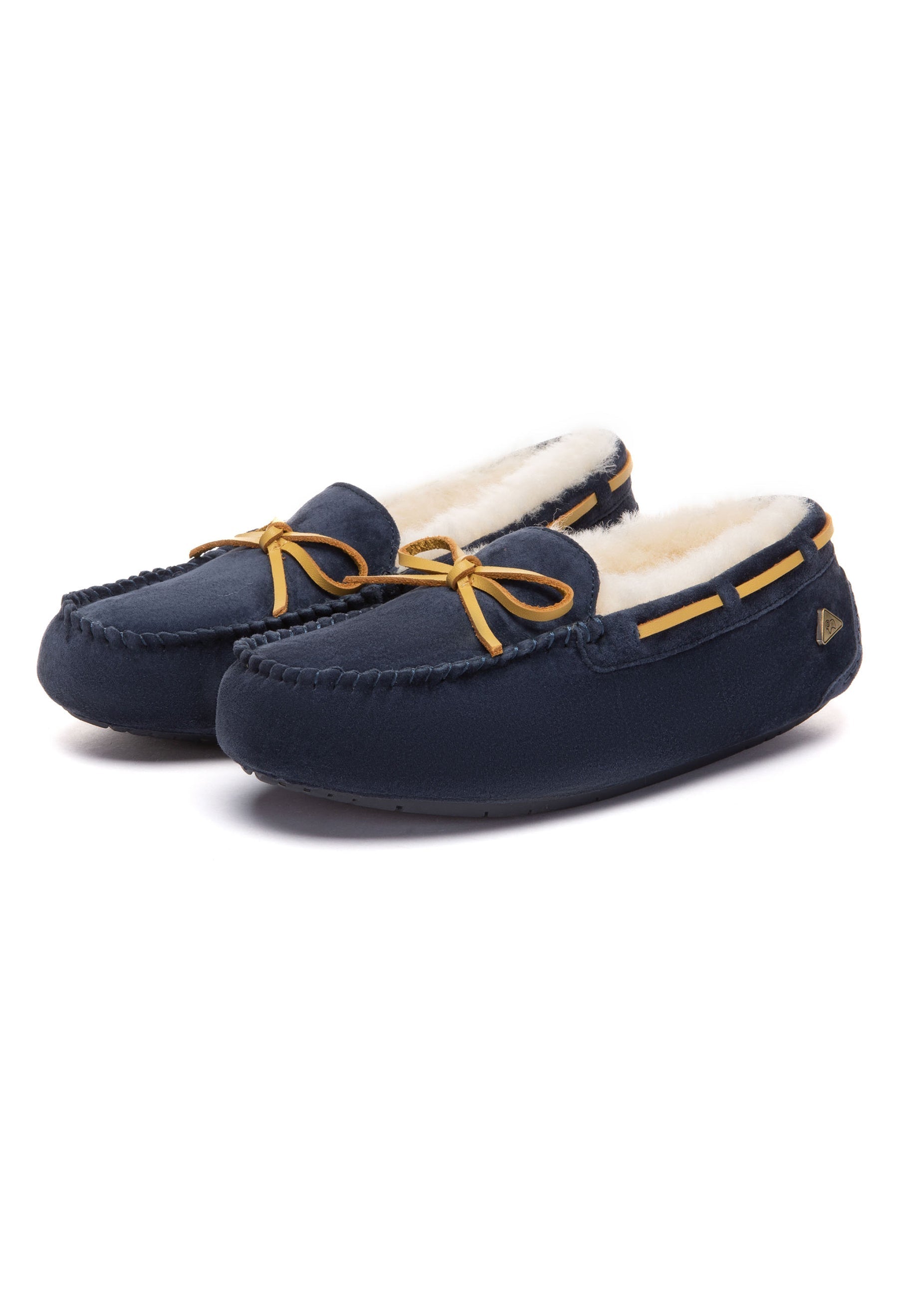 EVERAU Crested Leather Loafers Loafersy Granatowe