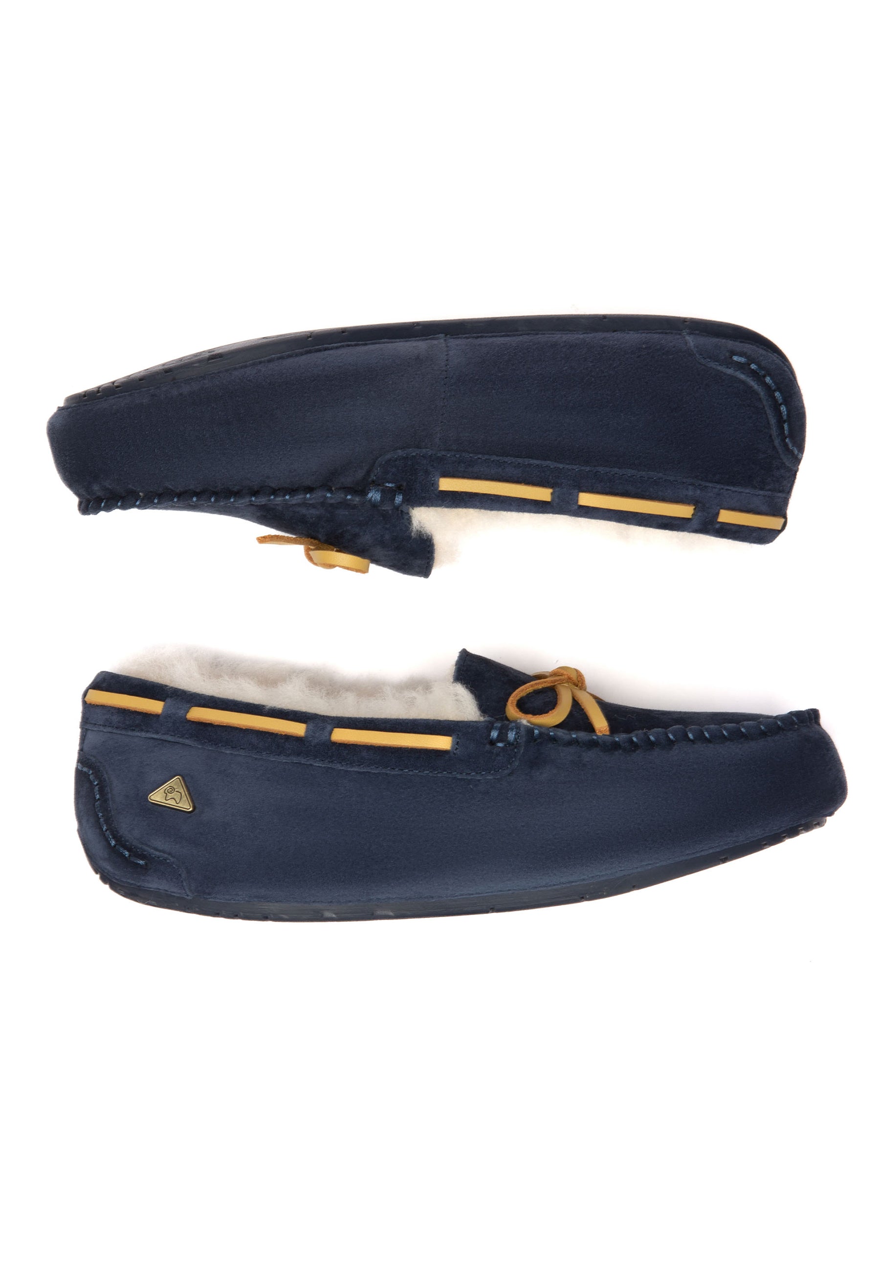 EVERAU Crested Leather Loafers Loafersy Granatowe