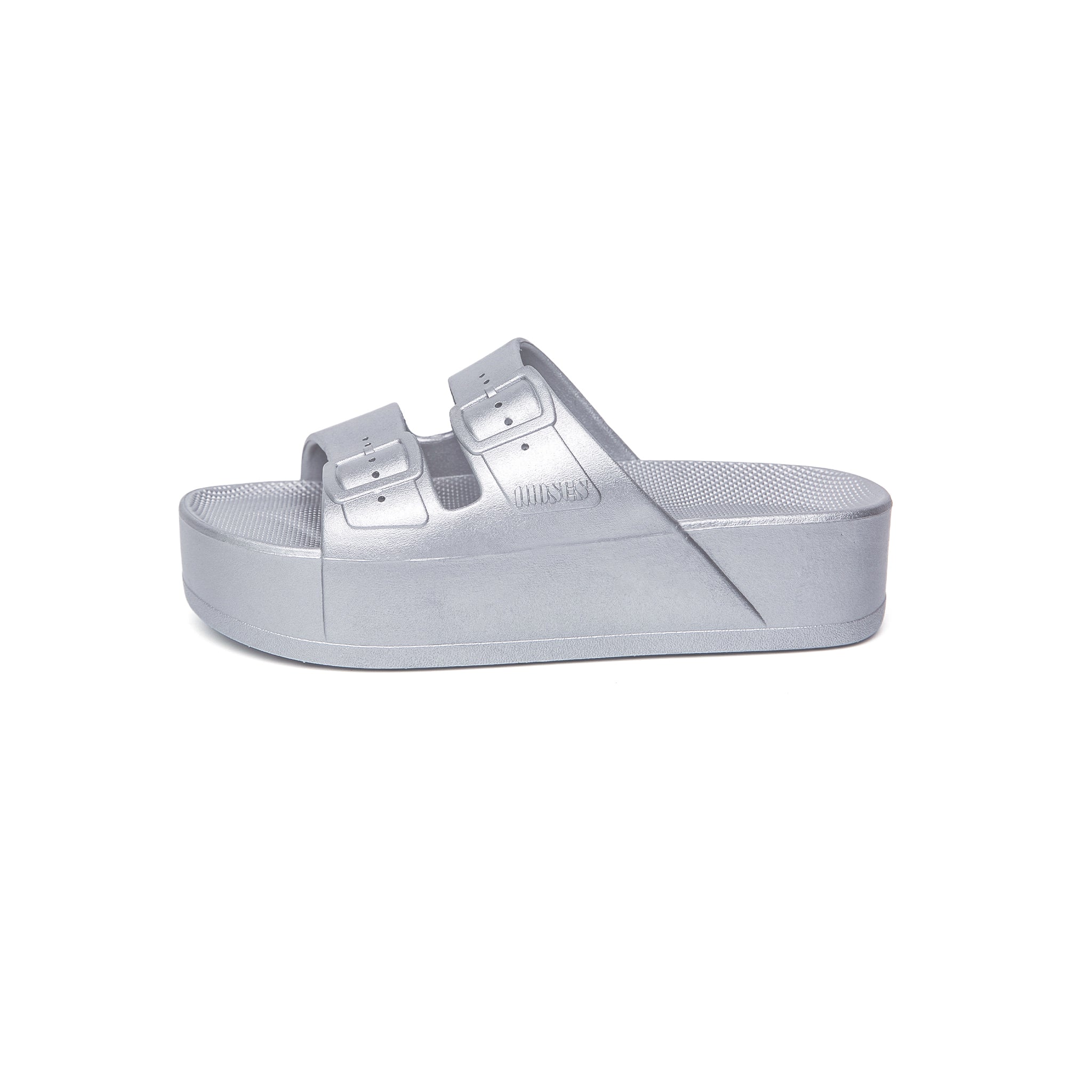 Freedom Moses Klapki Damskie na Platformie High Silver Kolor Srebrny