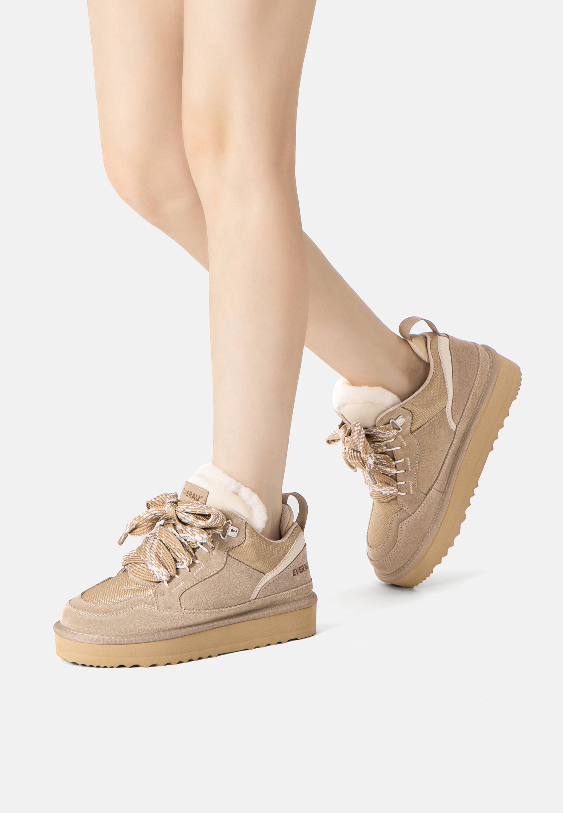 EVERAU Marbled Sand Lace up Platform Boots Sneakersy Piaskowe