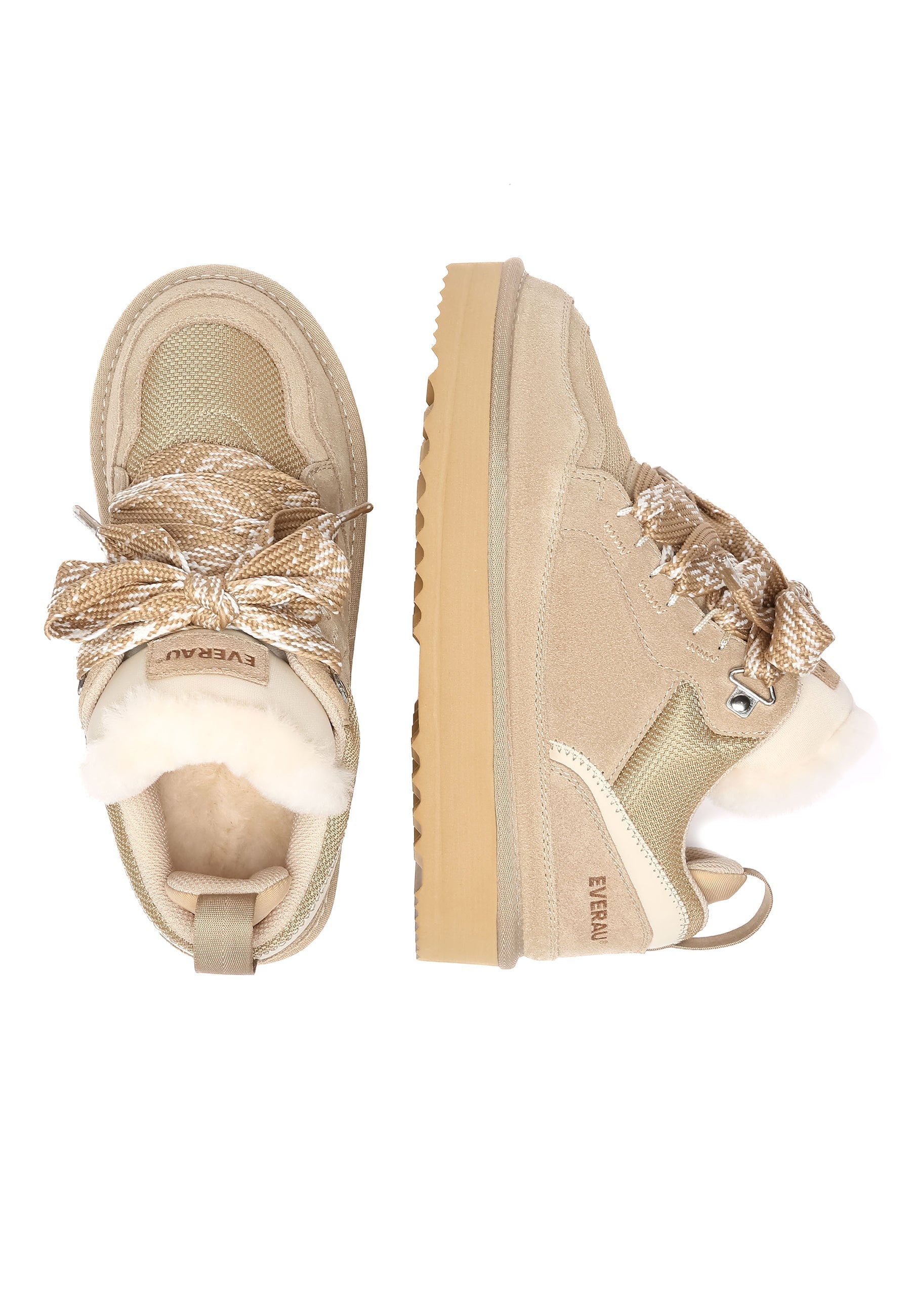 EVERAU Marbled Sand Lace up Platform Boots Sneakersy Piaskowe
