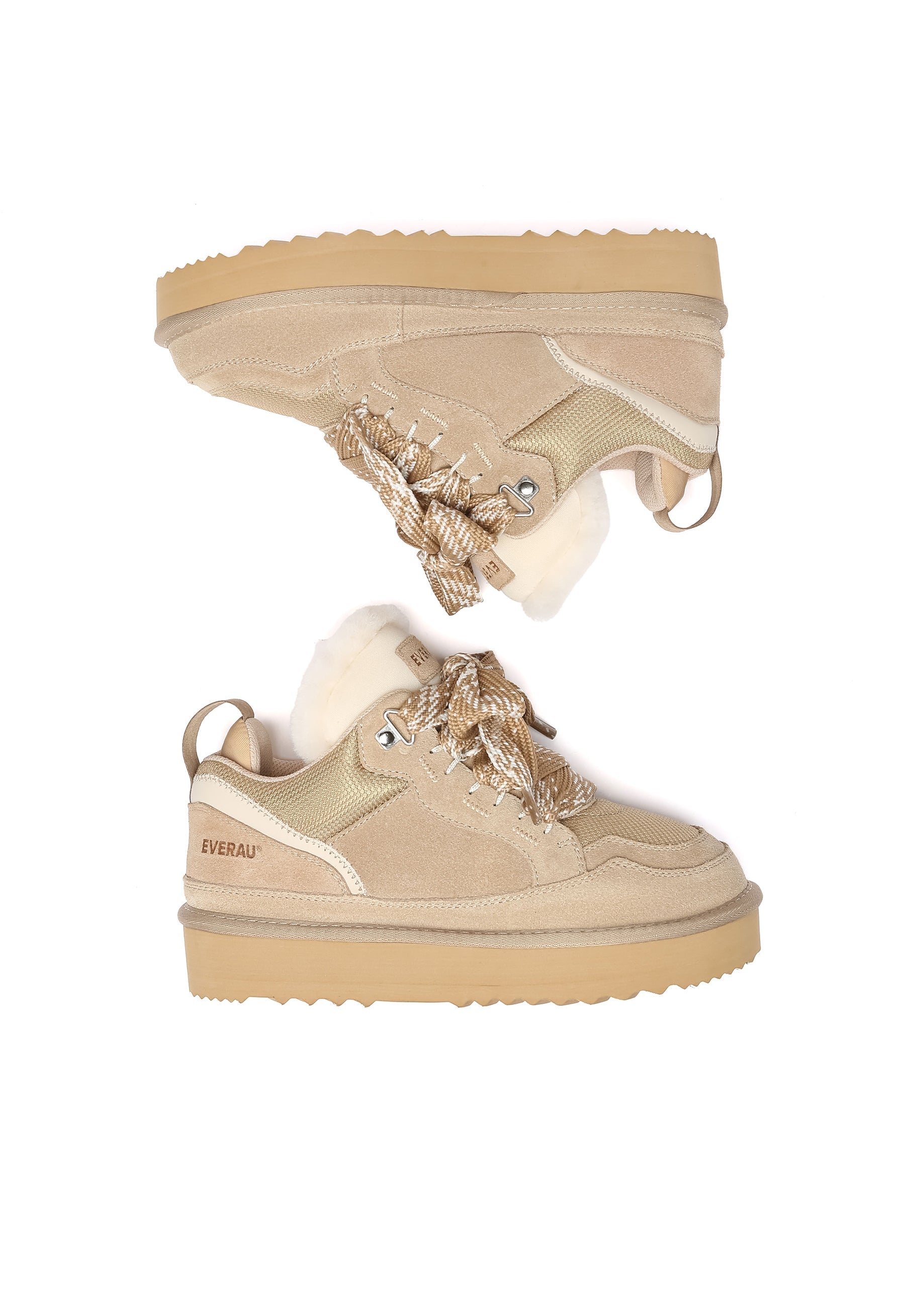 EVERAU Marbled Sand Lace up Platform Boots Sneakersy Piaskowe