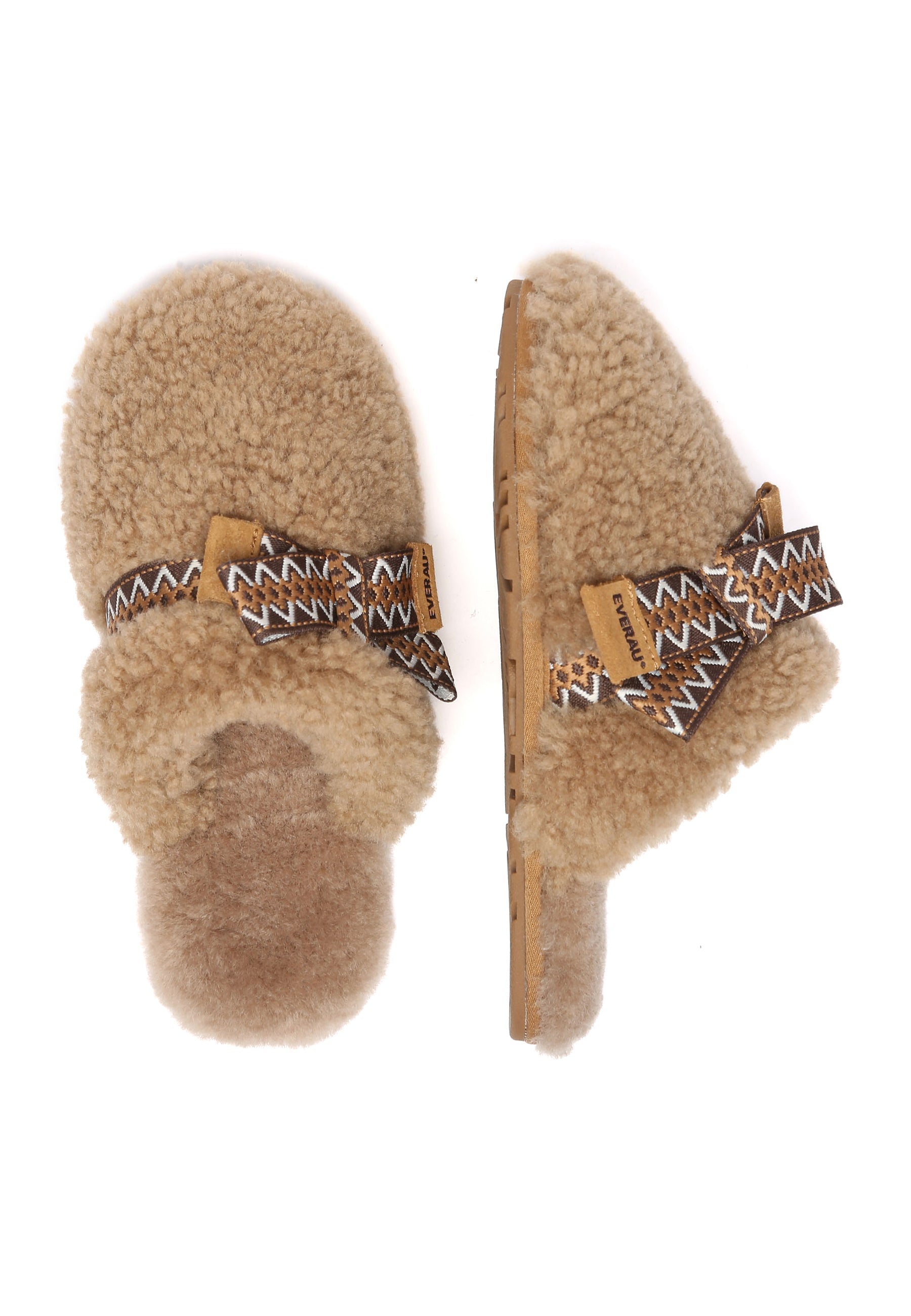 EVERAU Moorhen Brown Bow Slippers Kapcie Brązowe