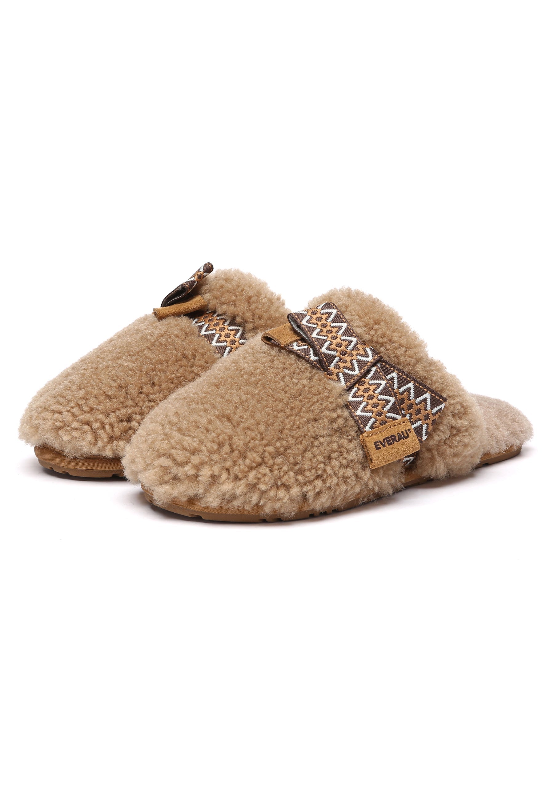 EVERAU Moorhen Brown Bow Slippers Kapcie Brązowe