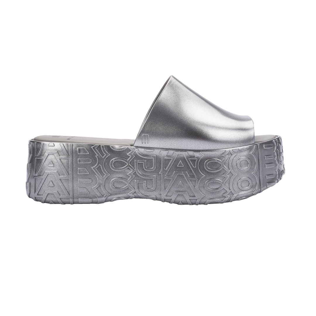 Melissa Becky + Marc Jacobs AD Silver Klapki Damskie Na Platformie Srebrne