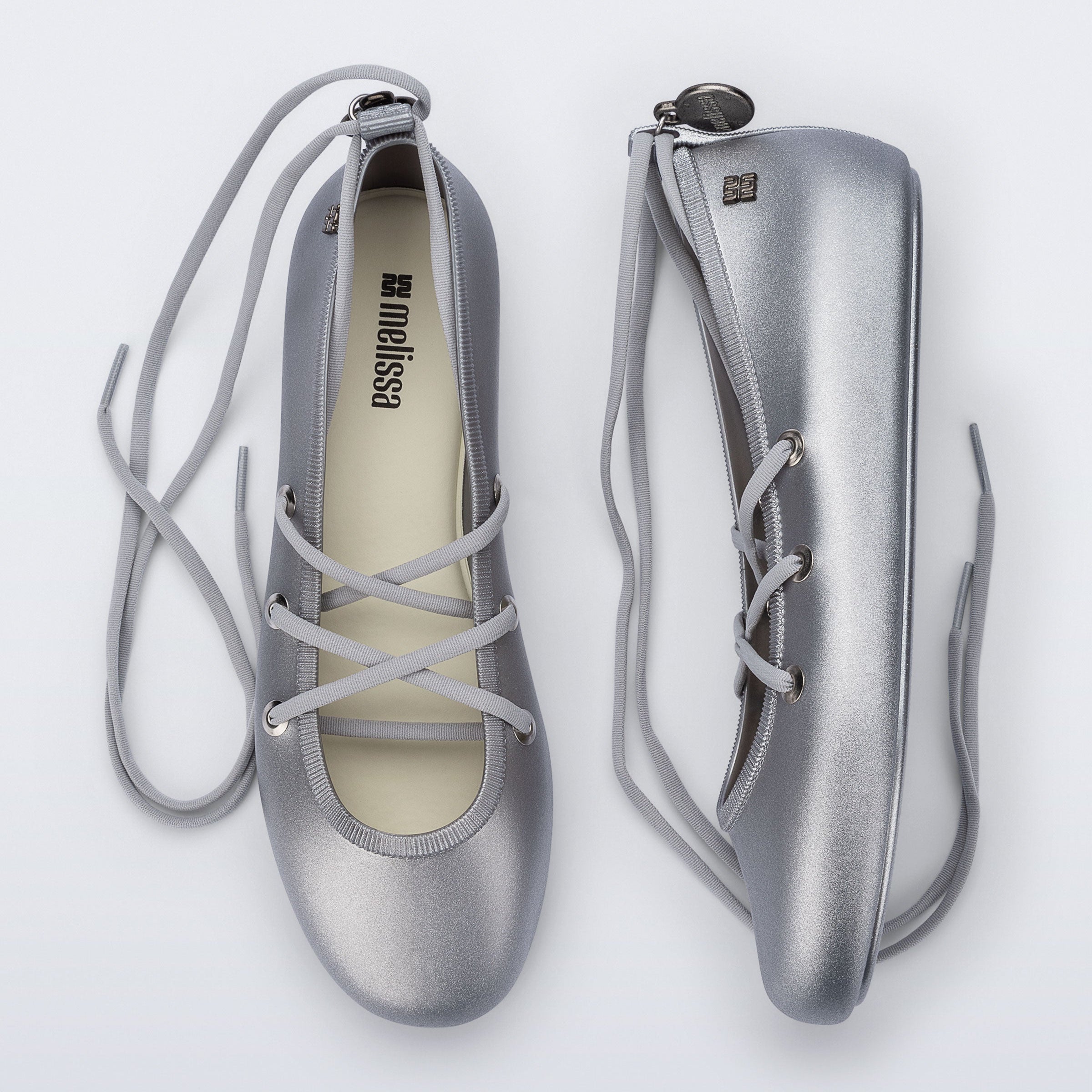Melissa Beta AD Silver Baleriny Damskie Srebrne
