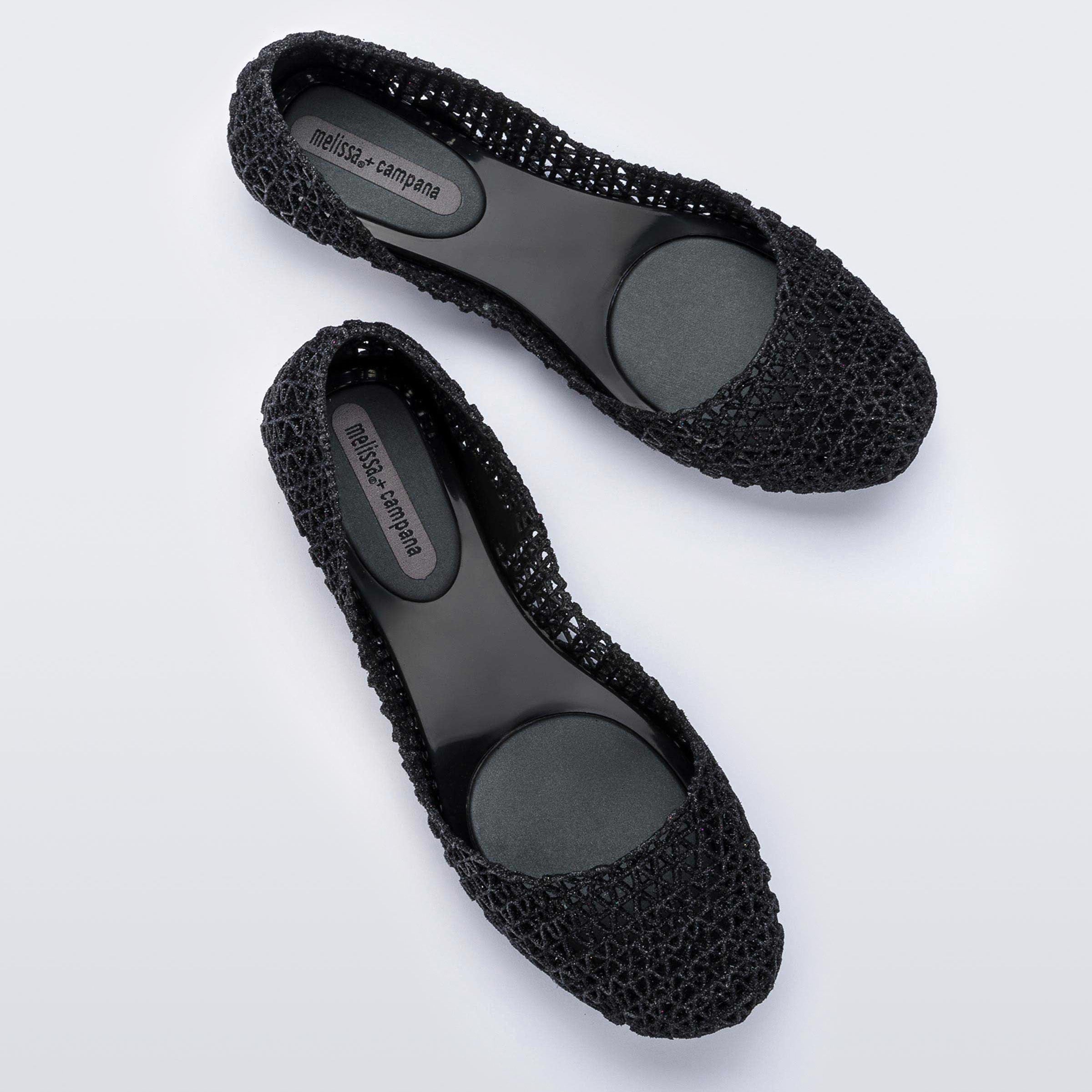 Melissa Campana Papel VII AD Black Glitter Baleriny Damskie Czarne