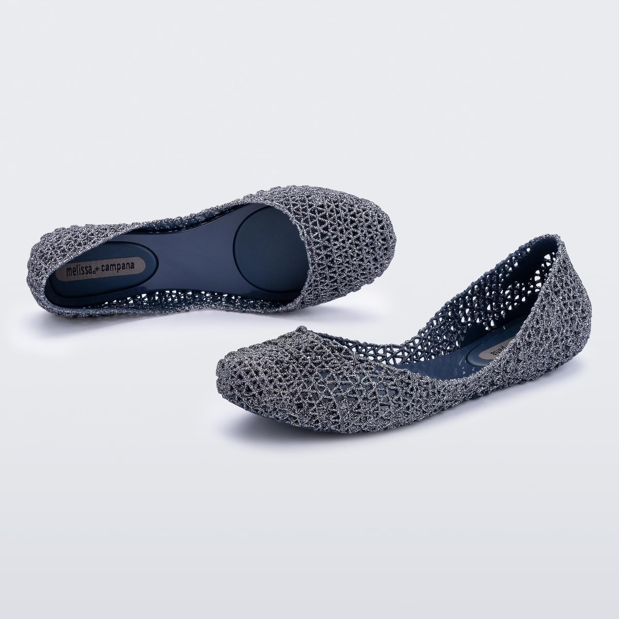 Melissa Campana Papel VII AD Grey Glitter Baleriny Damskie Szare Brokat