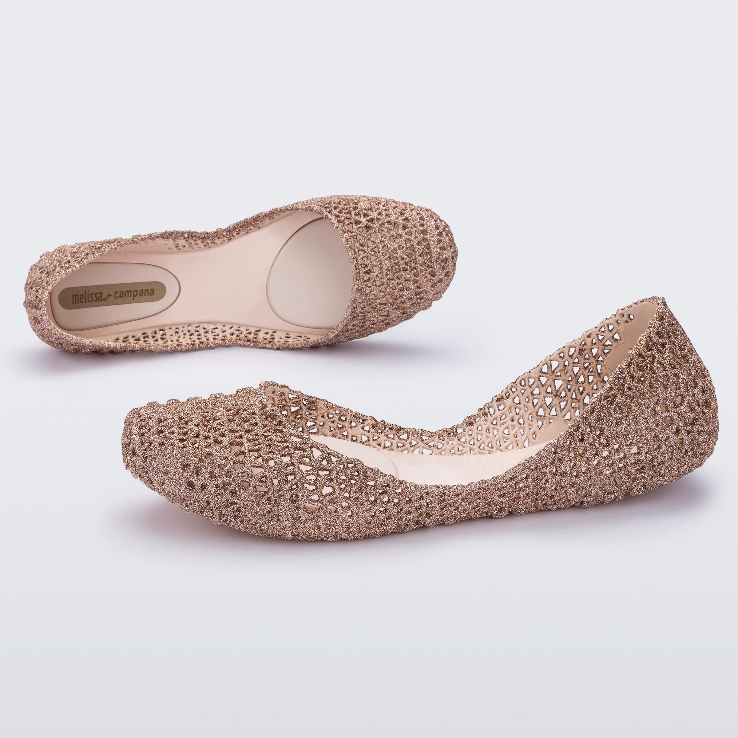 Melissa Campana Papel VII AD Pink Glitter Baleriny Damskie Różowe