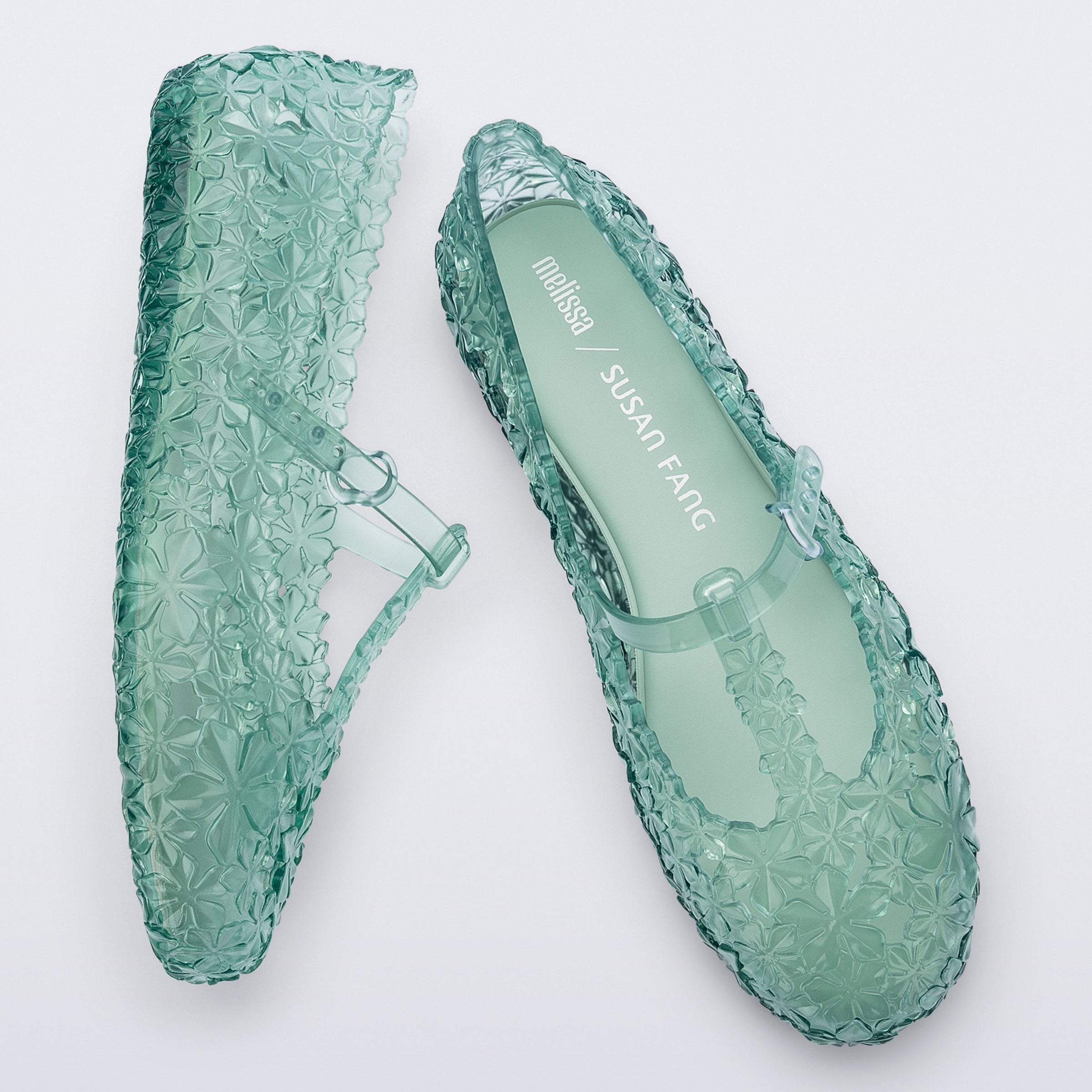 Melissa Daphnis Ballerina + Susan Fang AD Transparent Green Baleriny Damskie Zielone