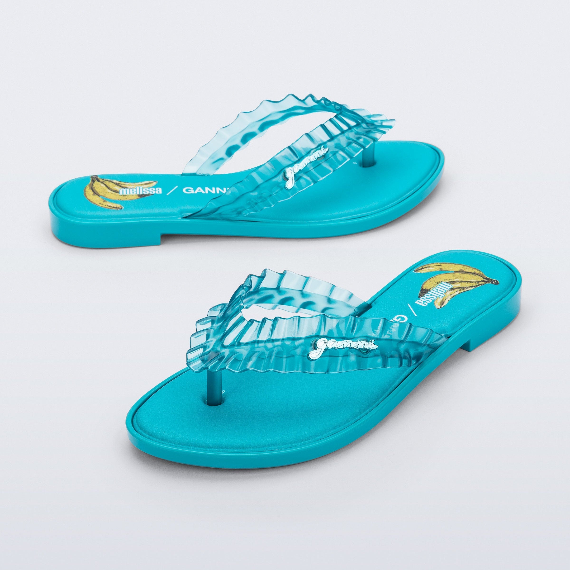 Melissa Flip Flop Slim + Ganni AD Blue Klapki Damskie Niebieski