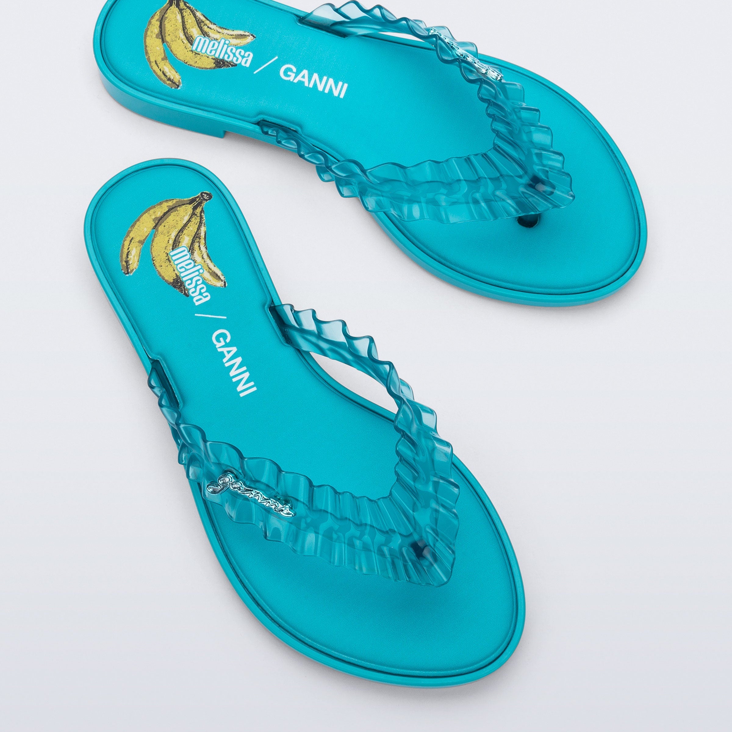 Melissa Flip Flop Slim + Ganni AD Blue Klapki Damskie Niebieski