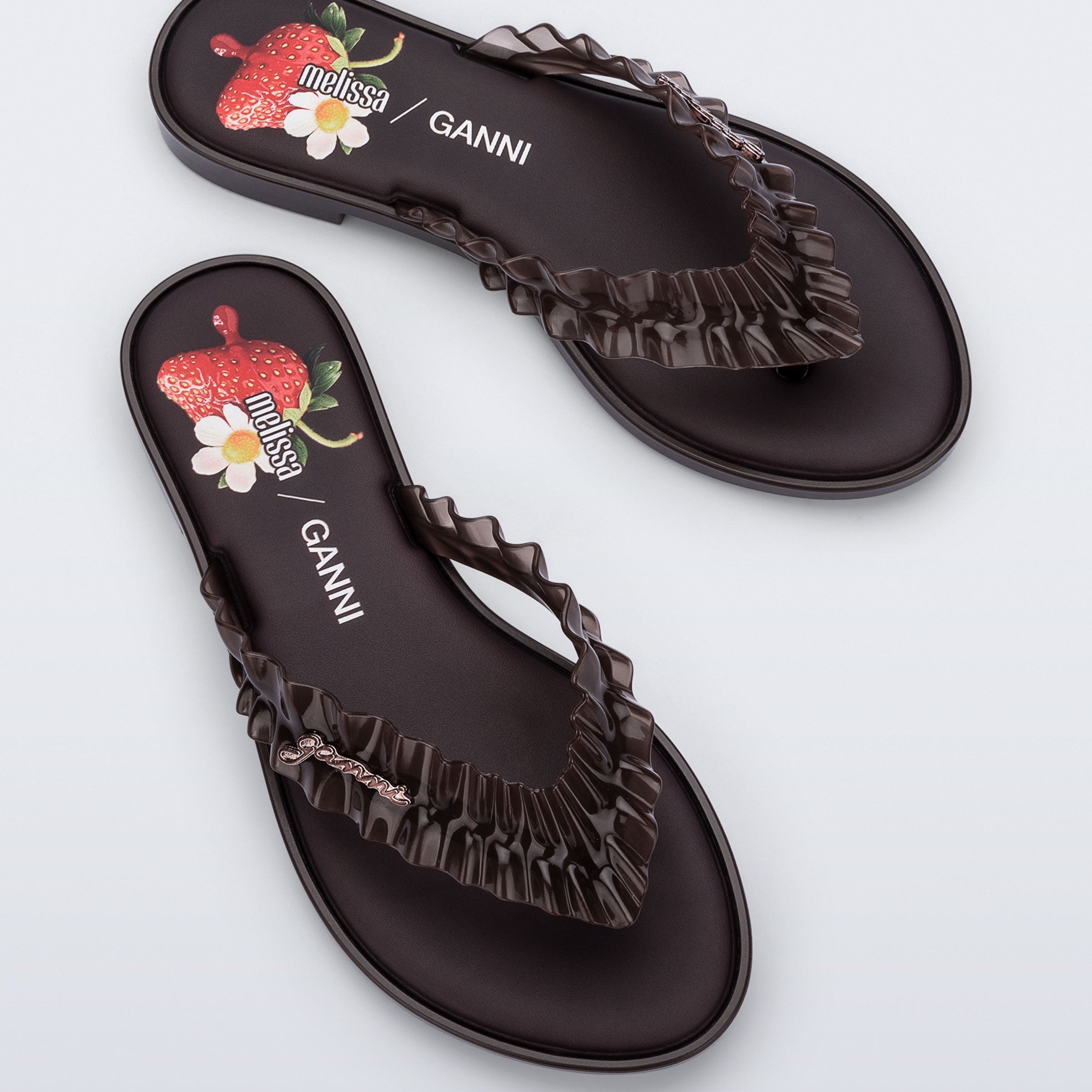 Melissa Flip Flop Slim + Ganni AD Brown Klapki Damskie Brązowe