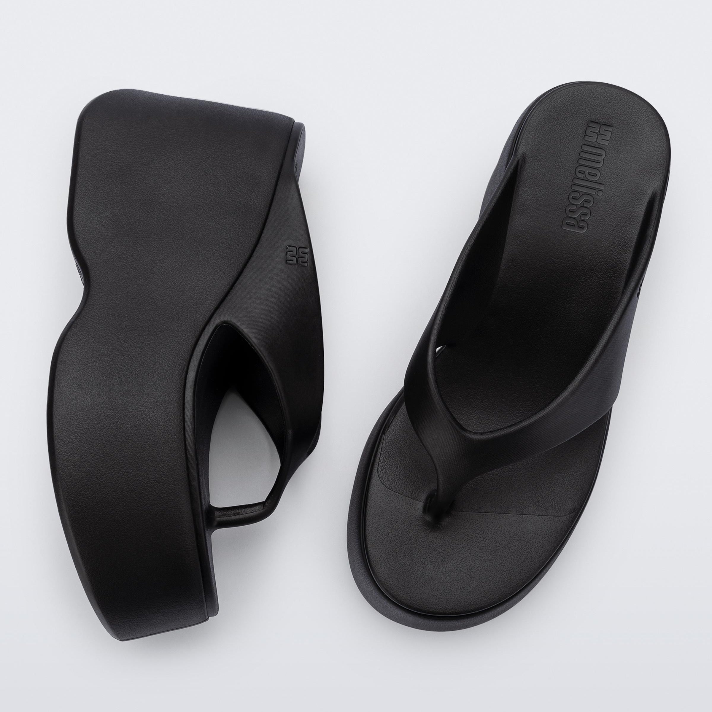 Melissa Free Thong Wedge AD Black Klapki Na Platformie Damskie Czarne