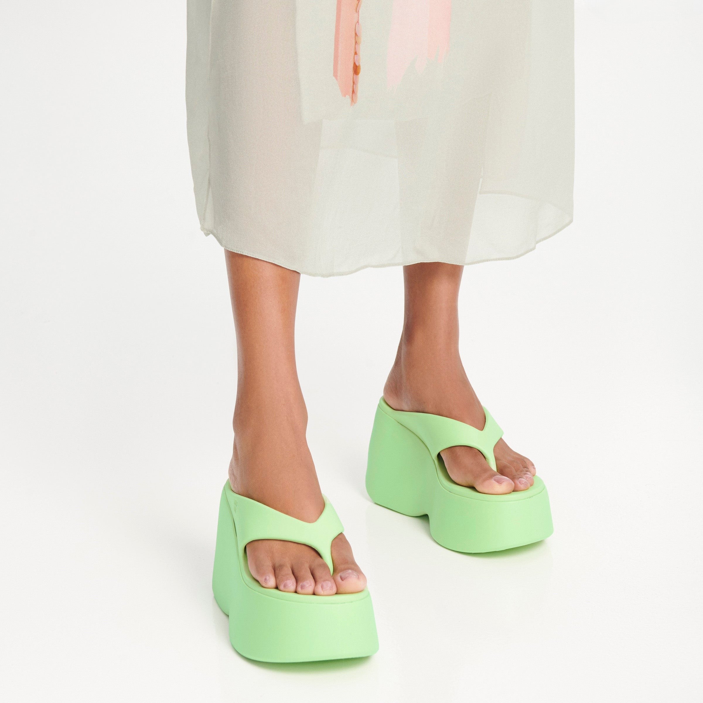 Melissa Free Thong Wedge AD Green Klapki Na Platformie Damskie Zielone