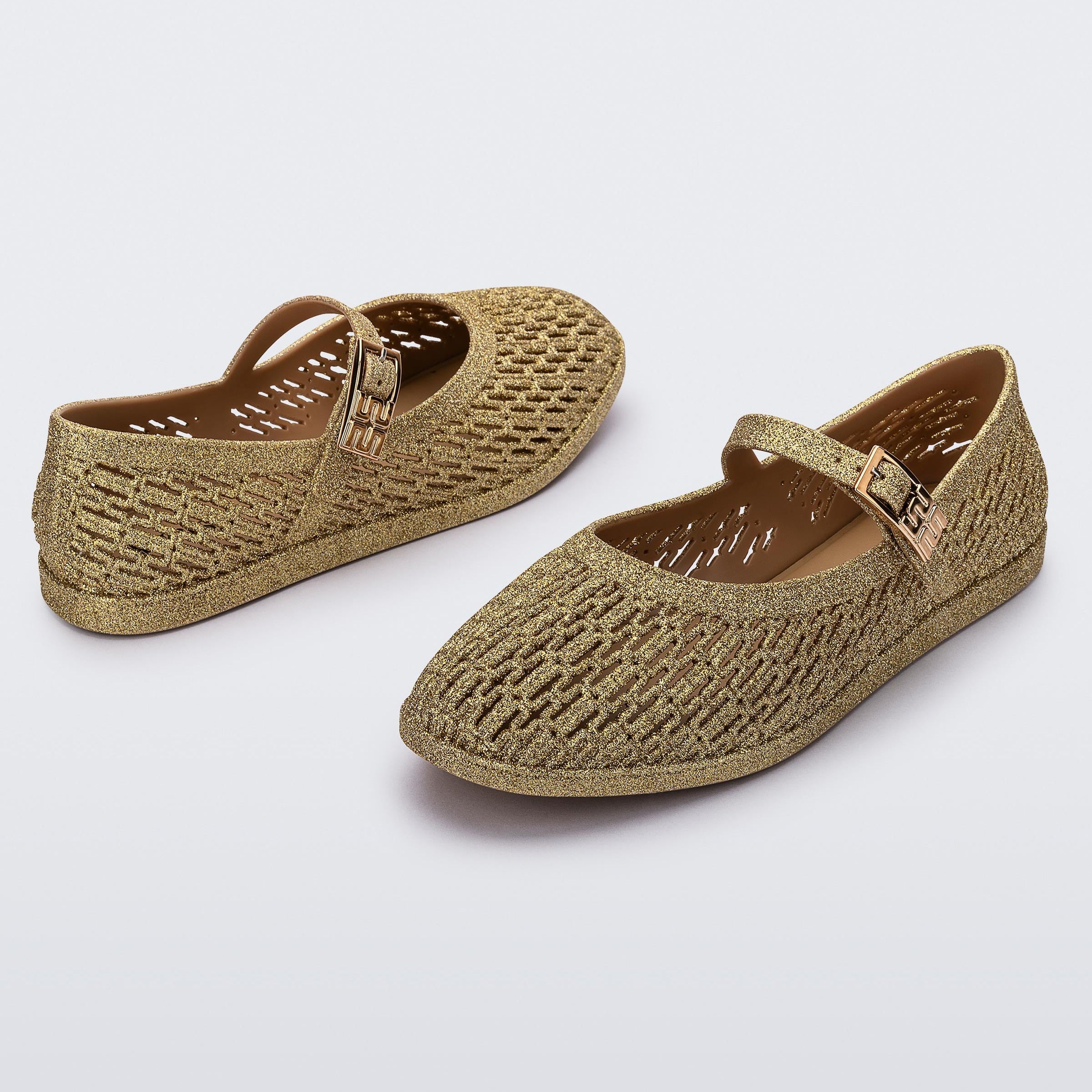 Melissa Harper AD Beige Glitter Baleriny Damskie Brokat Beżowe