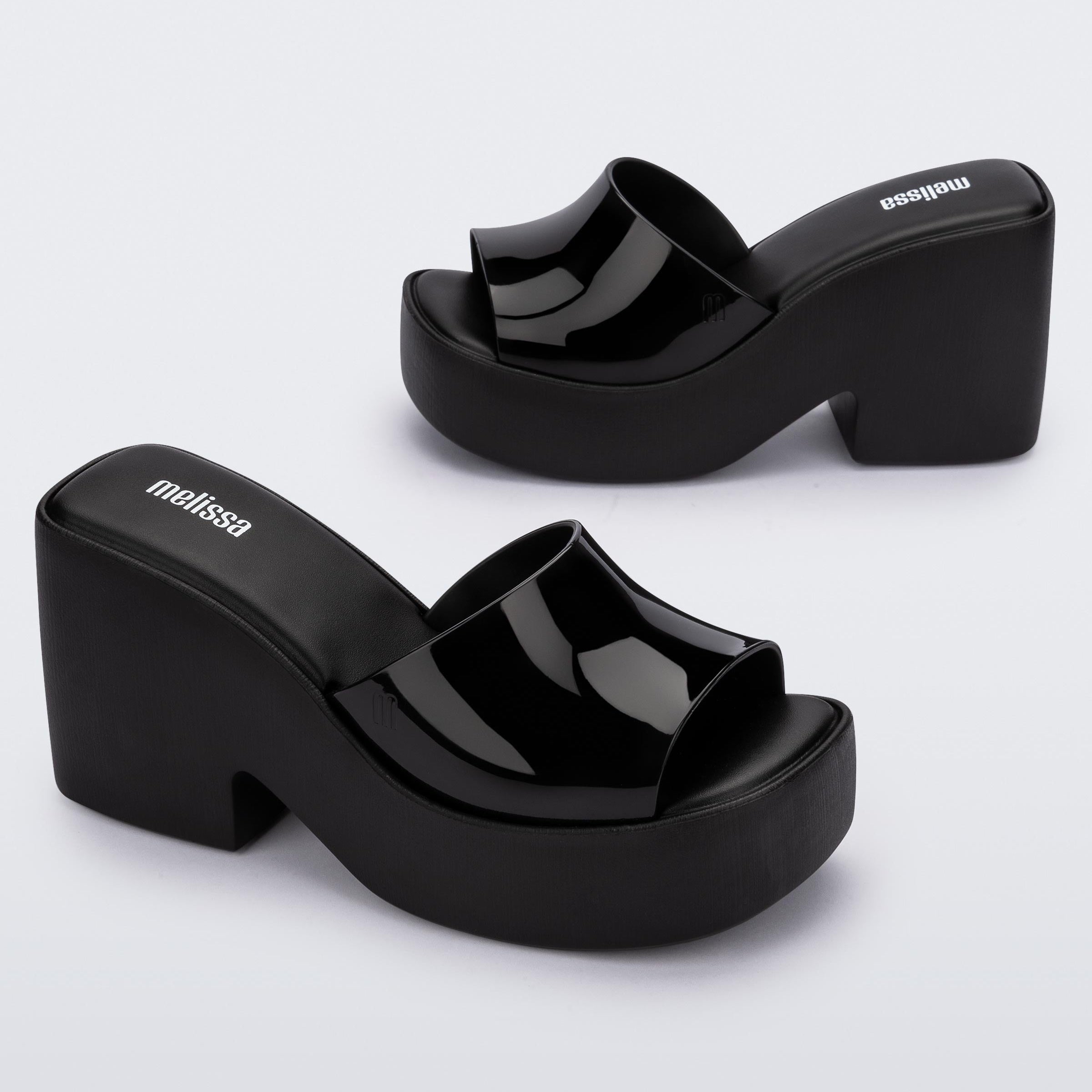 Melissa Posh AD Black Klapki Damskie Na Obcasie Czarne