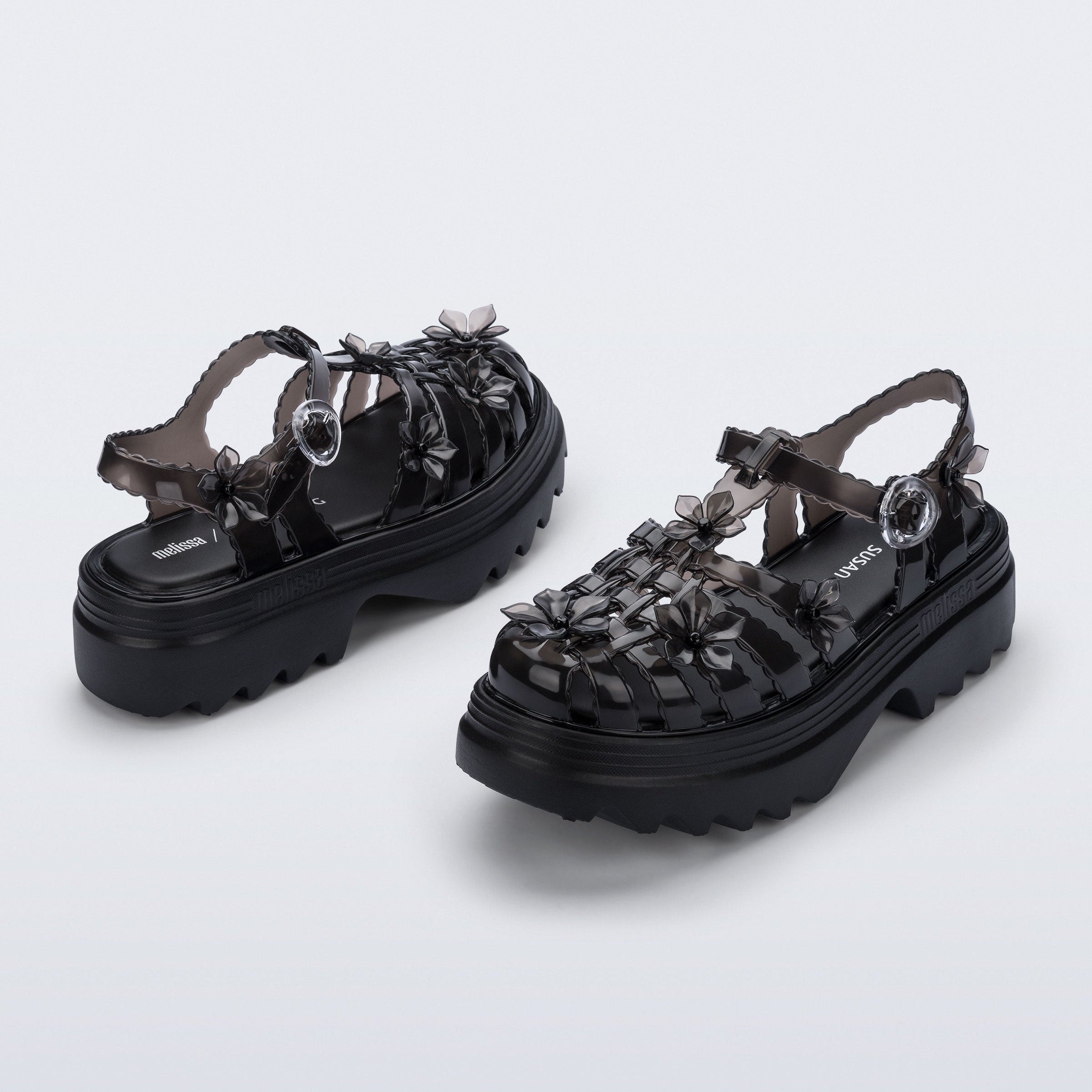 Melissa Possession Platform Sakura + Susan Fang AD Black Sandały Damskie na Platformie Czarne