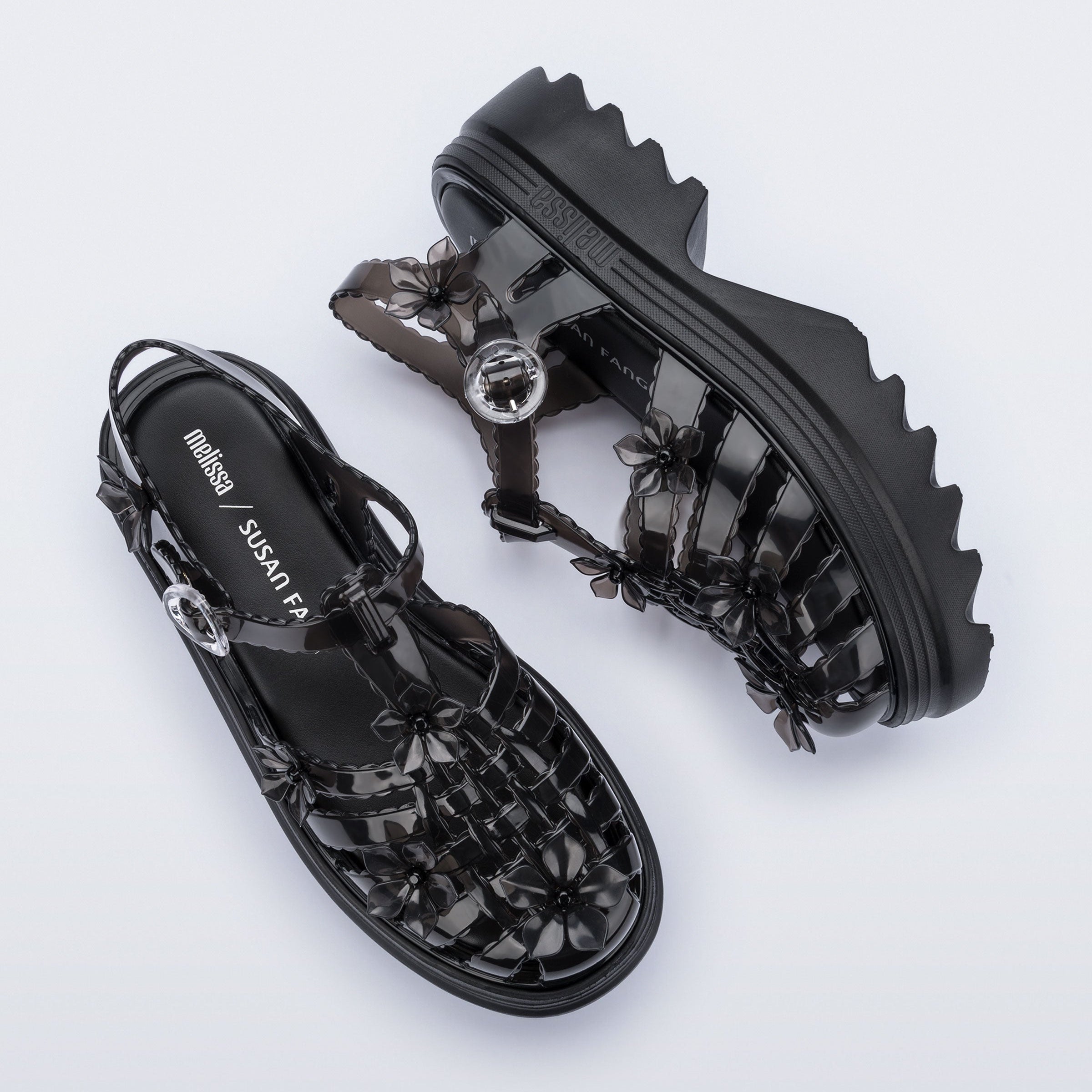 Melissa Possession Platform Sakura + Susan Fang AD Black Sandały Damskie na Platformie Czarne