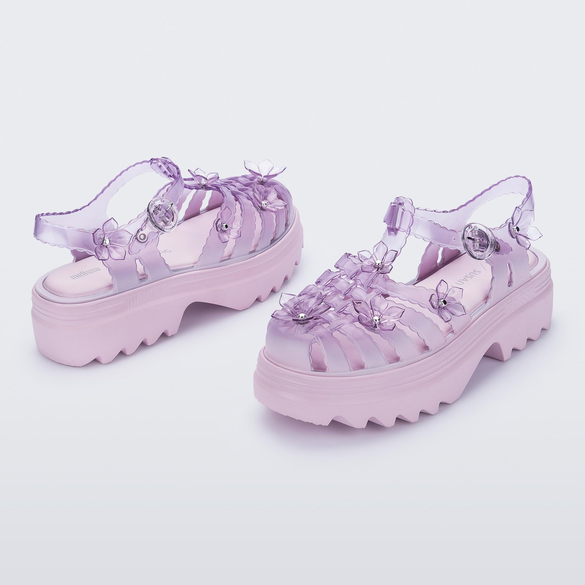 Melissa Possession Platform Sakura + Susan Fang AD Pink/ Transparent Pink Sandały Damskie na Platformie Różowe