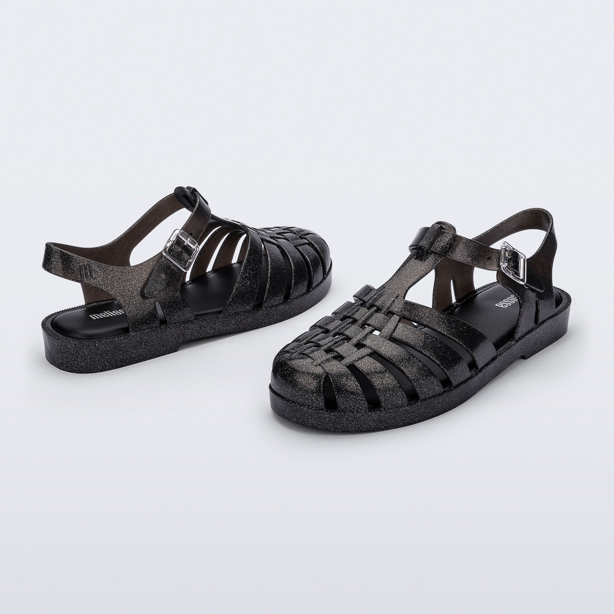 Melissa Possession Shiny AD Black Glitter Sandały Damskie Czarne Brokat