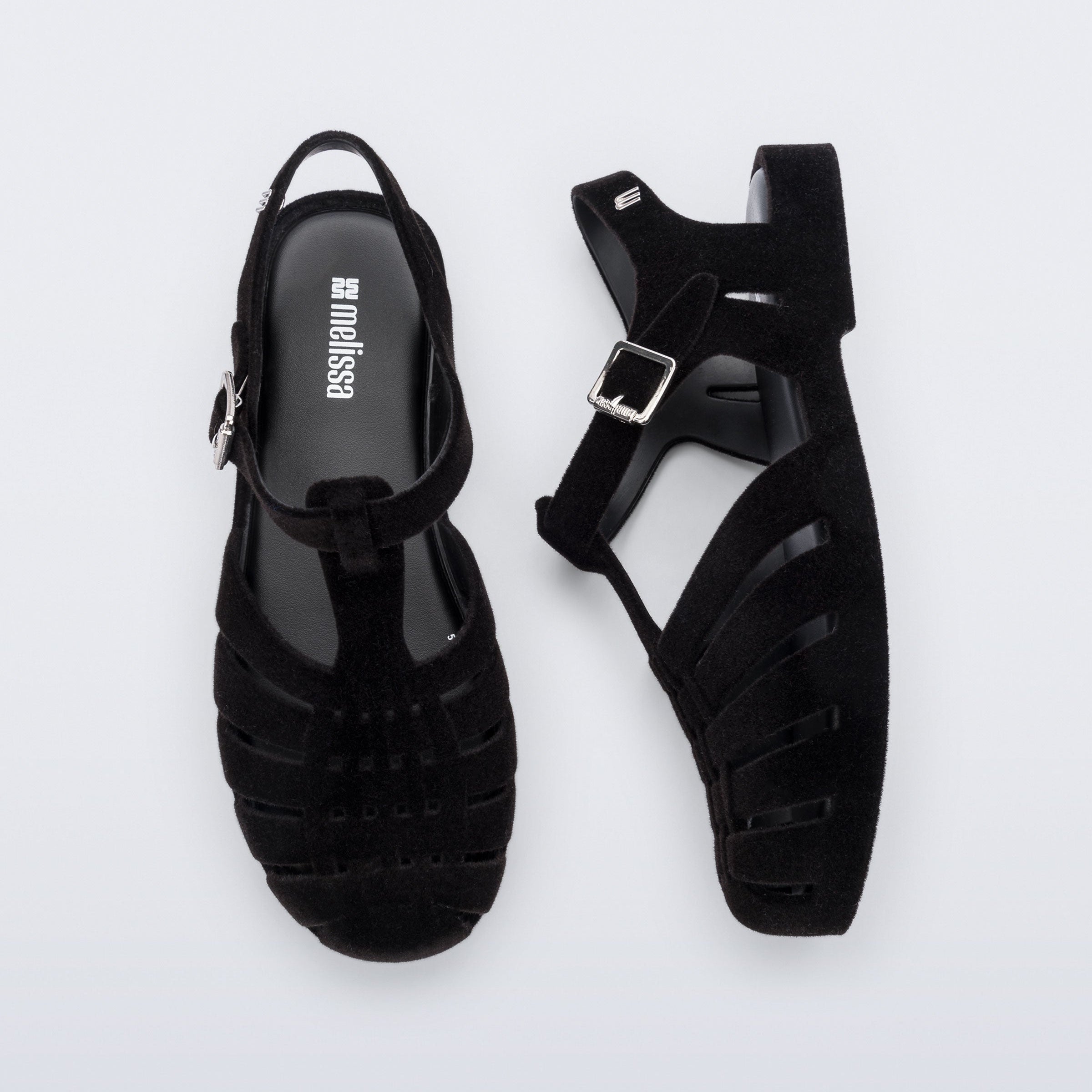 Melissa Possession Velvet II AD Black Flocked Sandały Damskie Czarne