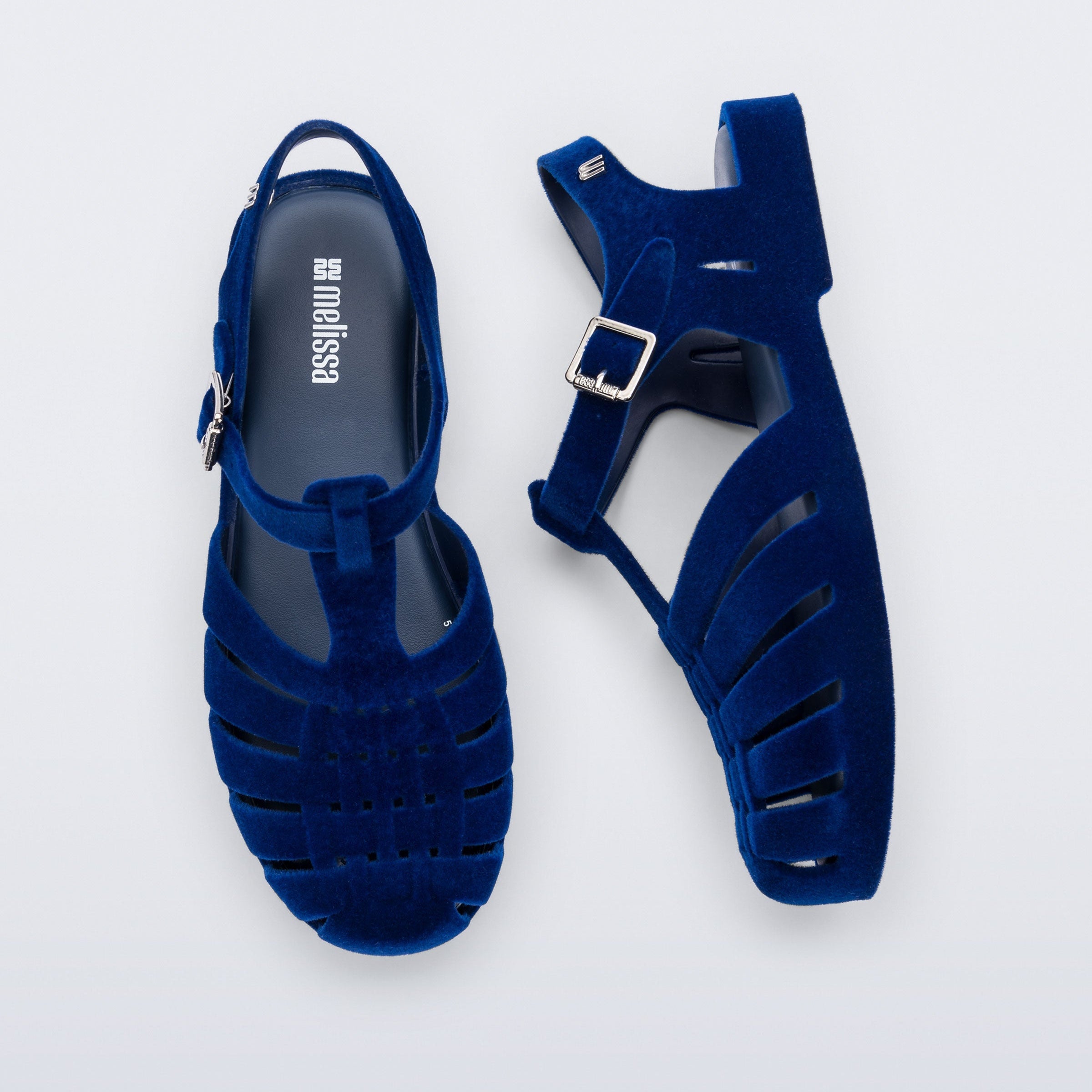 Melissa Possession Velvet II AD Blue Flocked Sandały Damskie Niebieskie