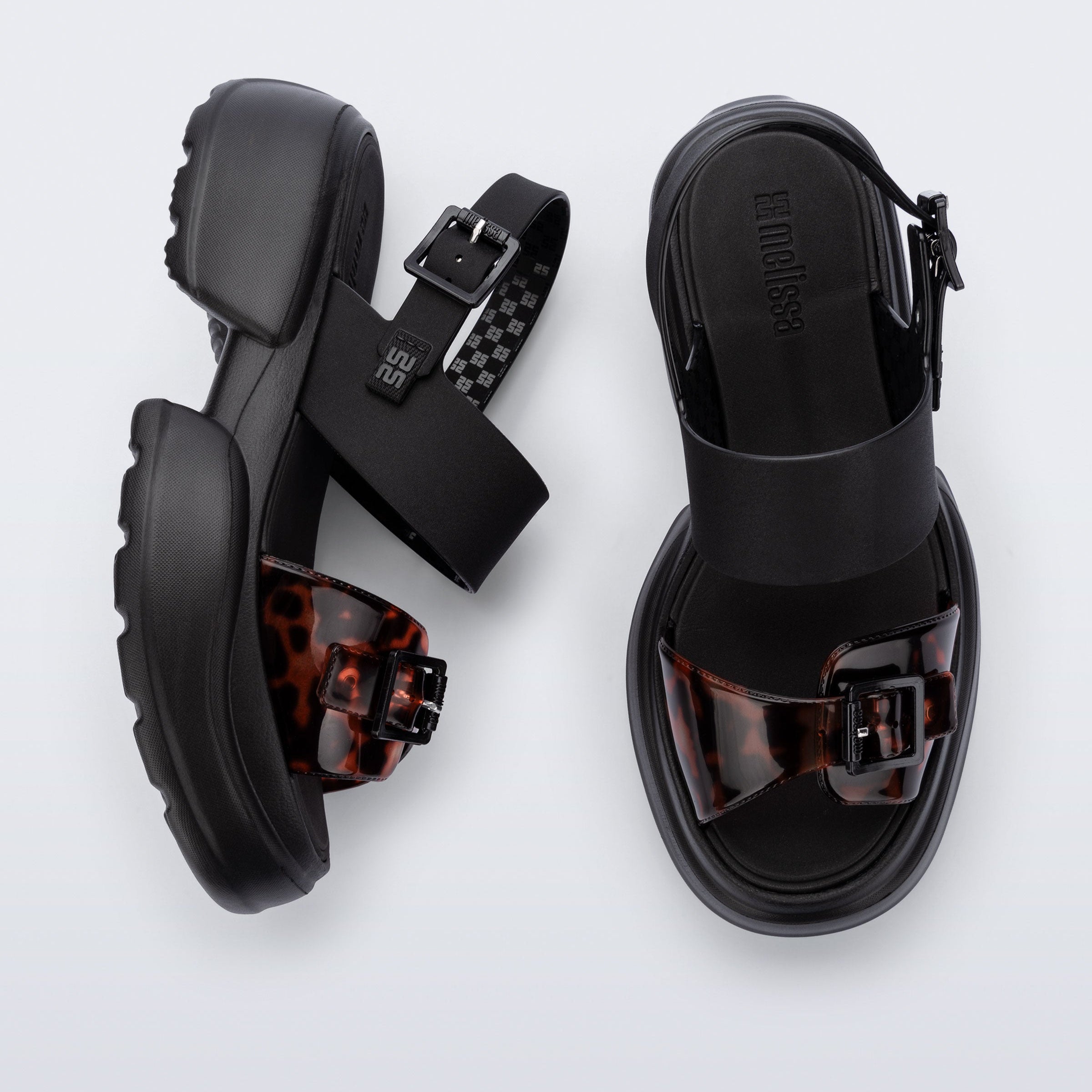 Melissa Push AD Black/ Tortoise Sandały Damskie Na Platformie Czarne
