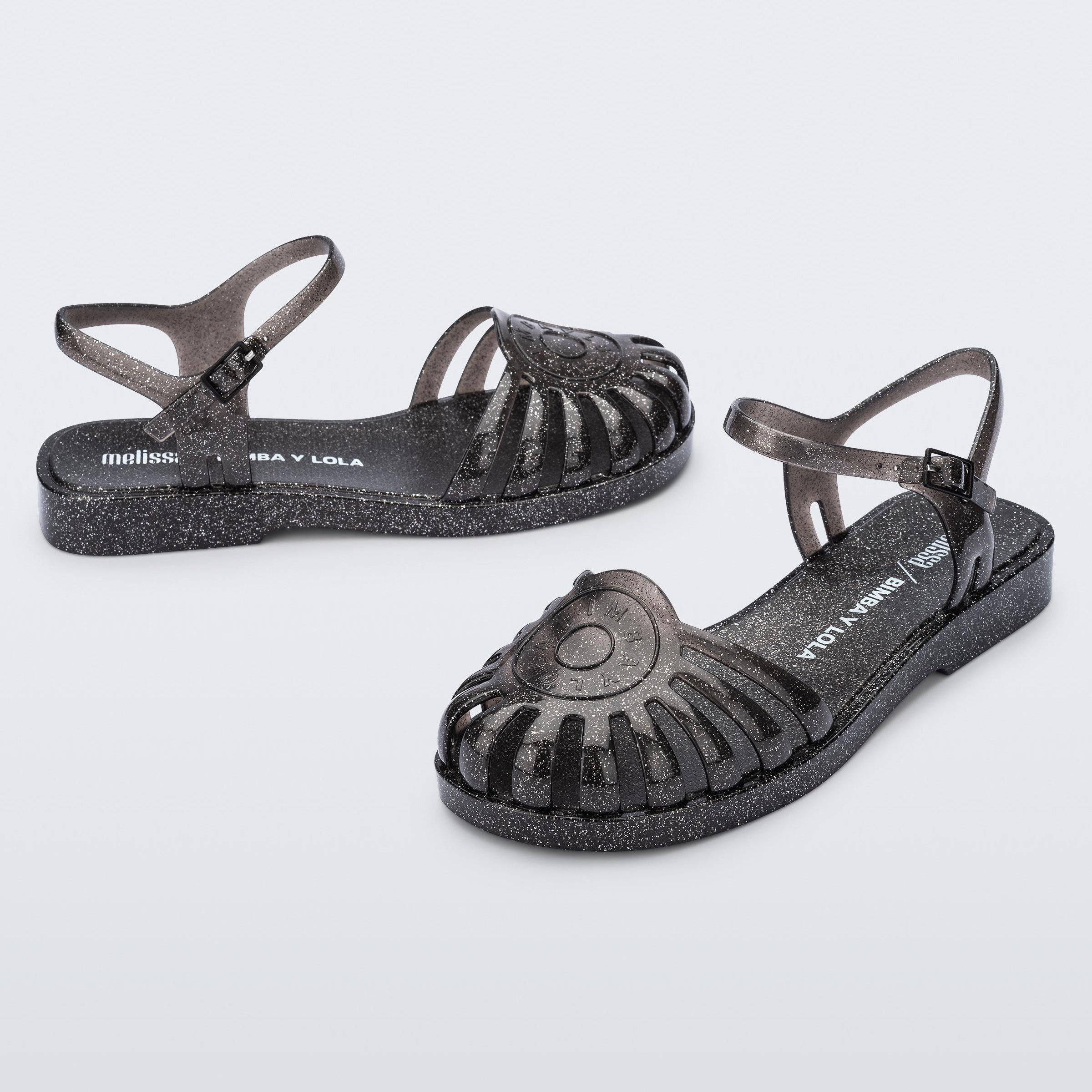 Melissa Sandal + Bimba Y Lola AD Glitter Black Sandały Damskie Czarne Brokat