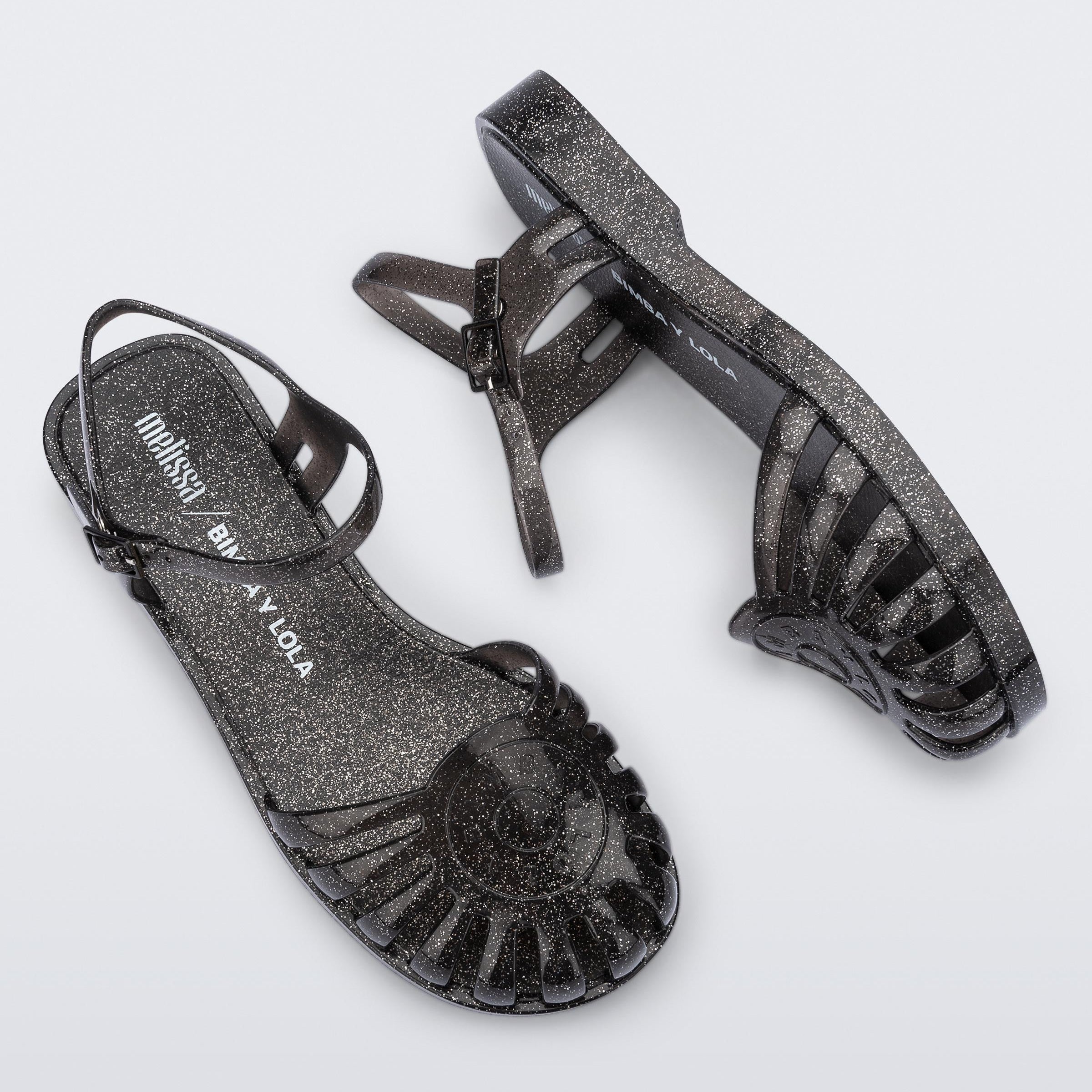 Melissa Sandal + Bimba Y Lola AD Glitter Black Sandały Damskie Czarne Brokat