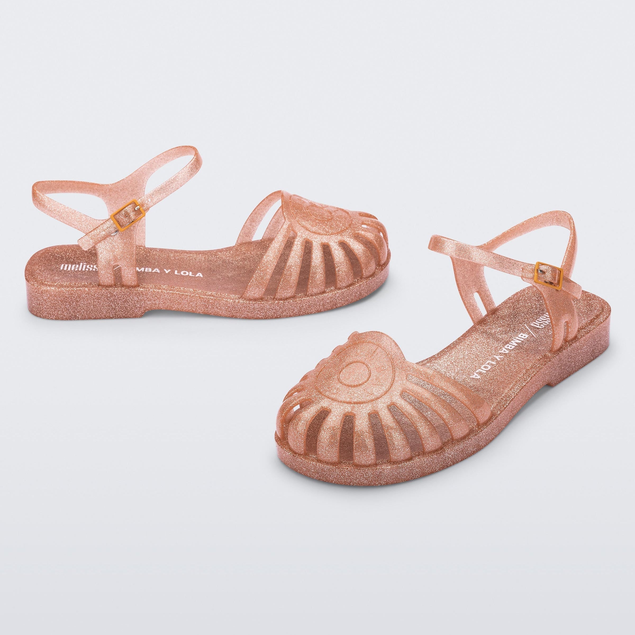 Melissa Sandal + Bimba Y Lola AD Glitter Orange Sandały Damskie Pomarańczowe Brokat