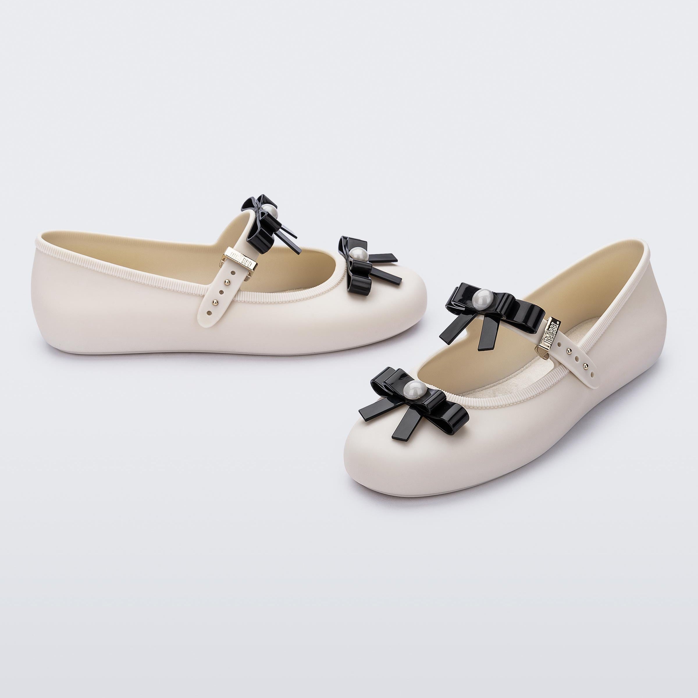 Melissa Soft Ballerina Bow AD Beige / Black Baleriny Damskie Beżowe