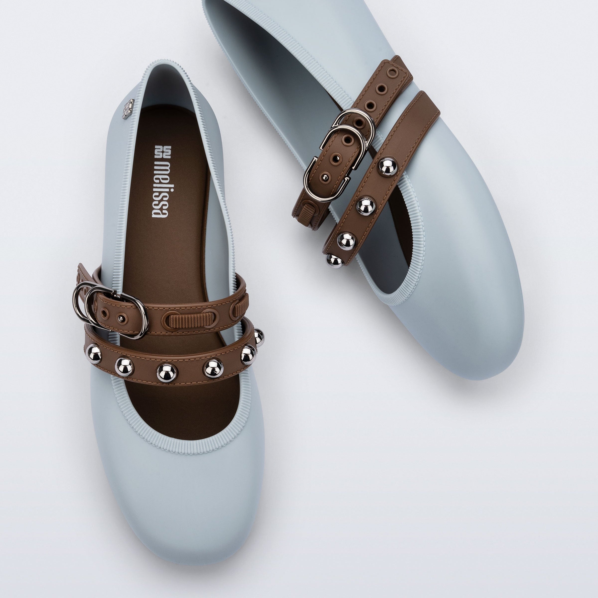 Melissa Soft Ballerina Studs AD Blue / Brown Baleriny Damskie Niebieskie