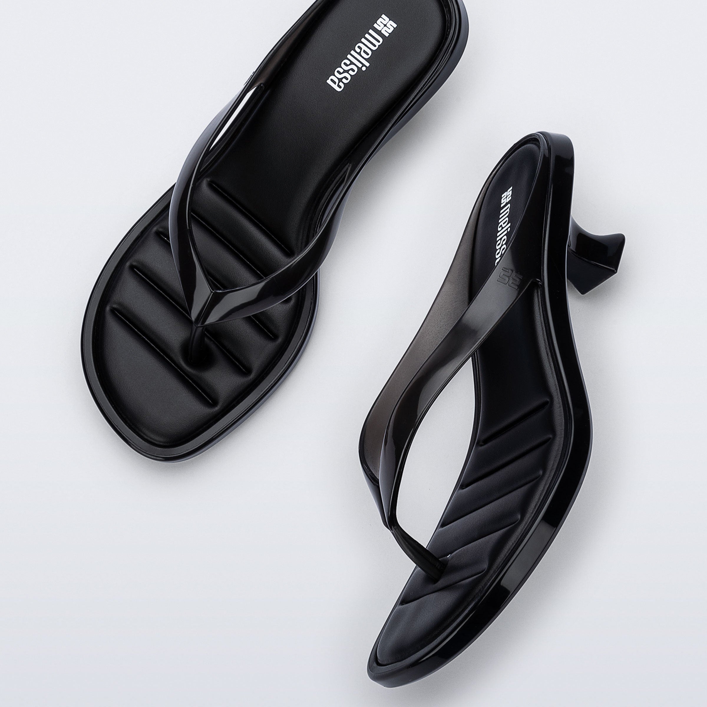 Melissa Thong Kitten Heel AD Black Klapki Damskie Na Obcasie Czarne