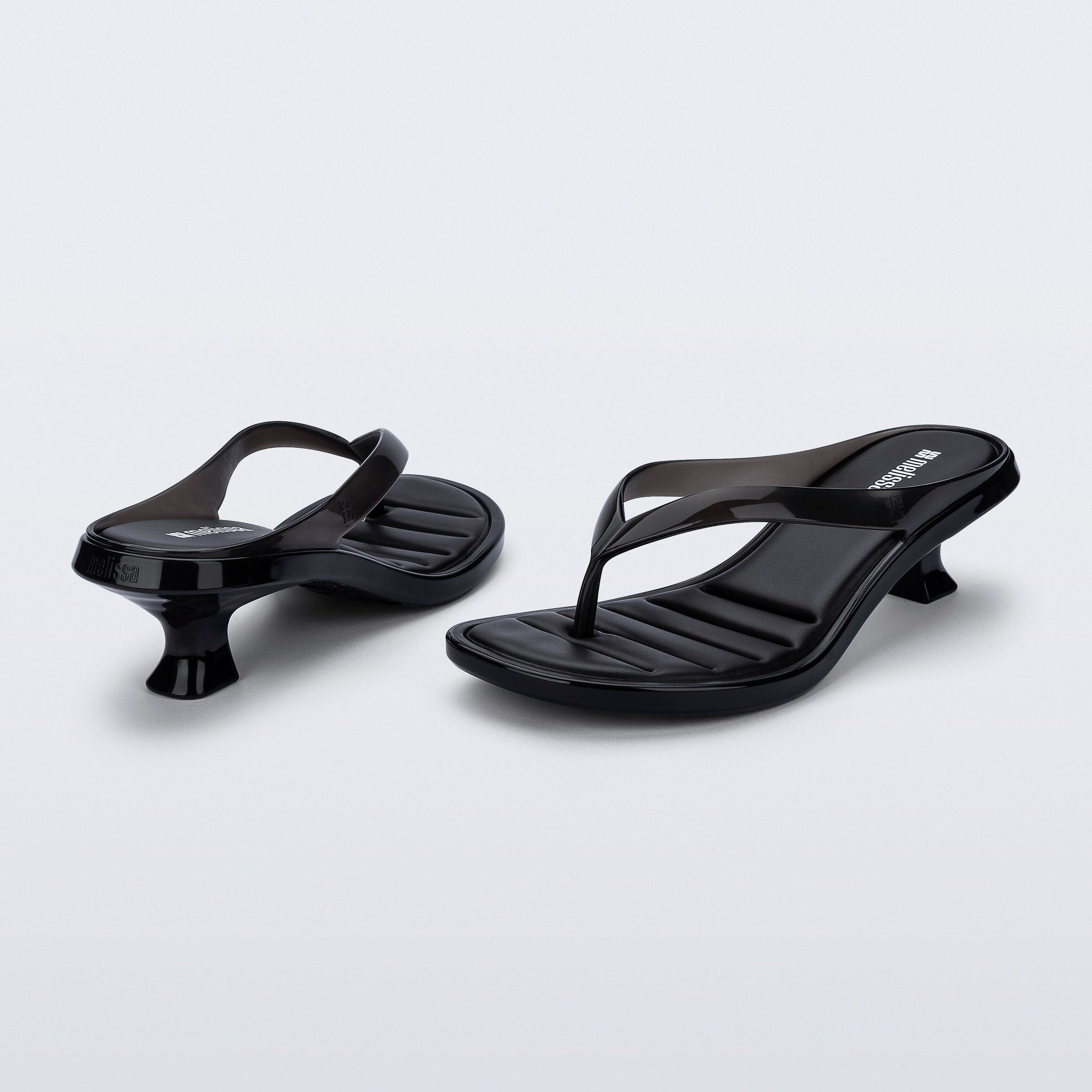 Melissa Thong Kitten Heel AD Black Klapki Damskie Na Obcasie Czarne