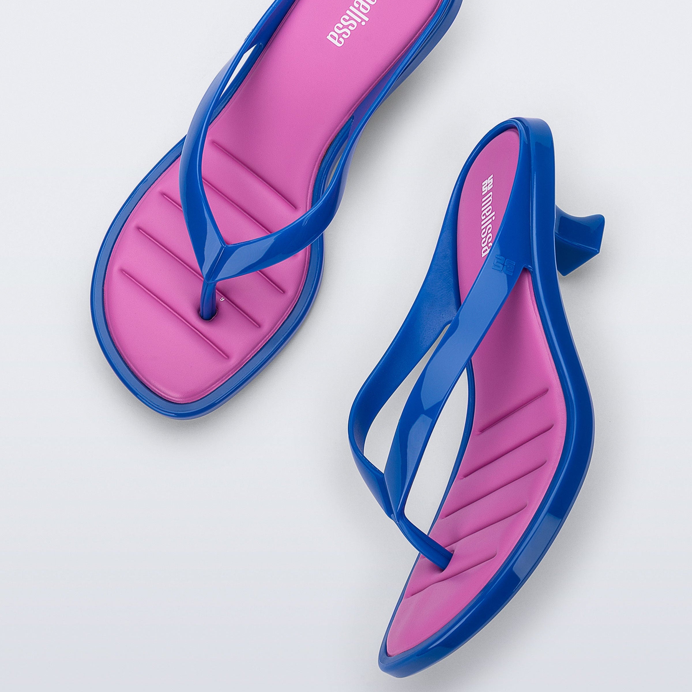 Melissa Thong Kitten Heel AD Blue / Lilac Klapki Damskie Na Obcasie Niebieskie Różowe