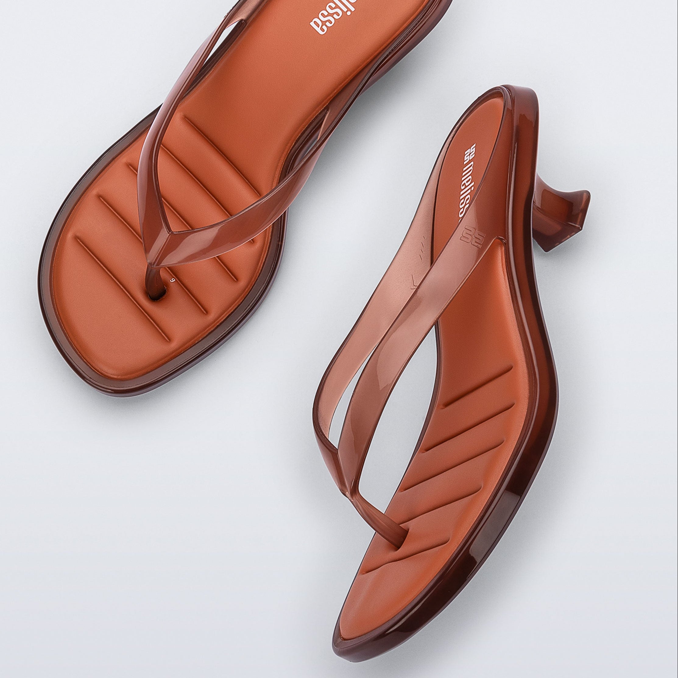 Melissa Thong Kitten Heel AD Brown / Orange Klapki Damskie Na Obcasie Brązowe