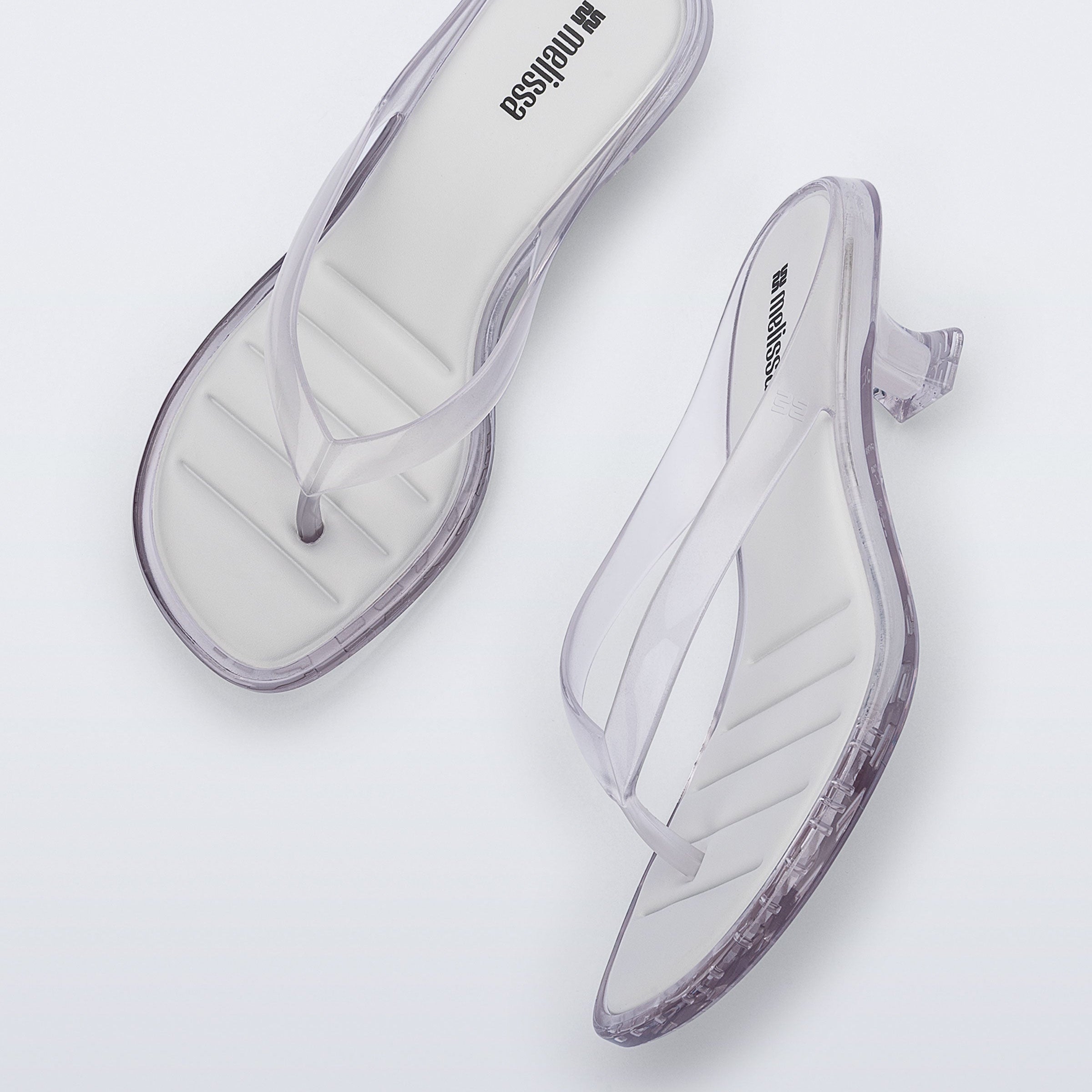 Melissa Thong Kitten Heel AD Clear / White Klapki Damskie Na Obcasie Białe