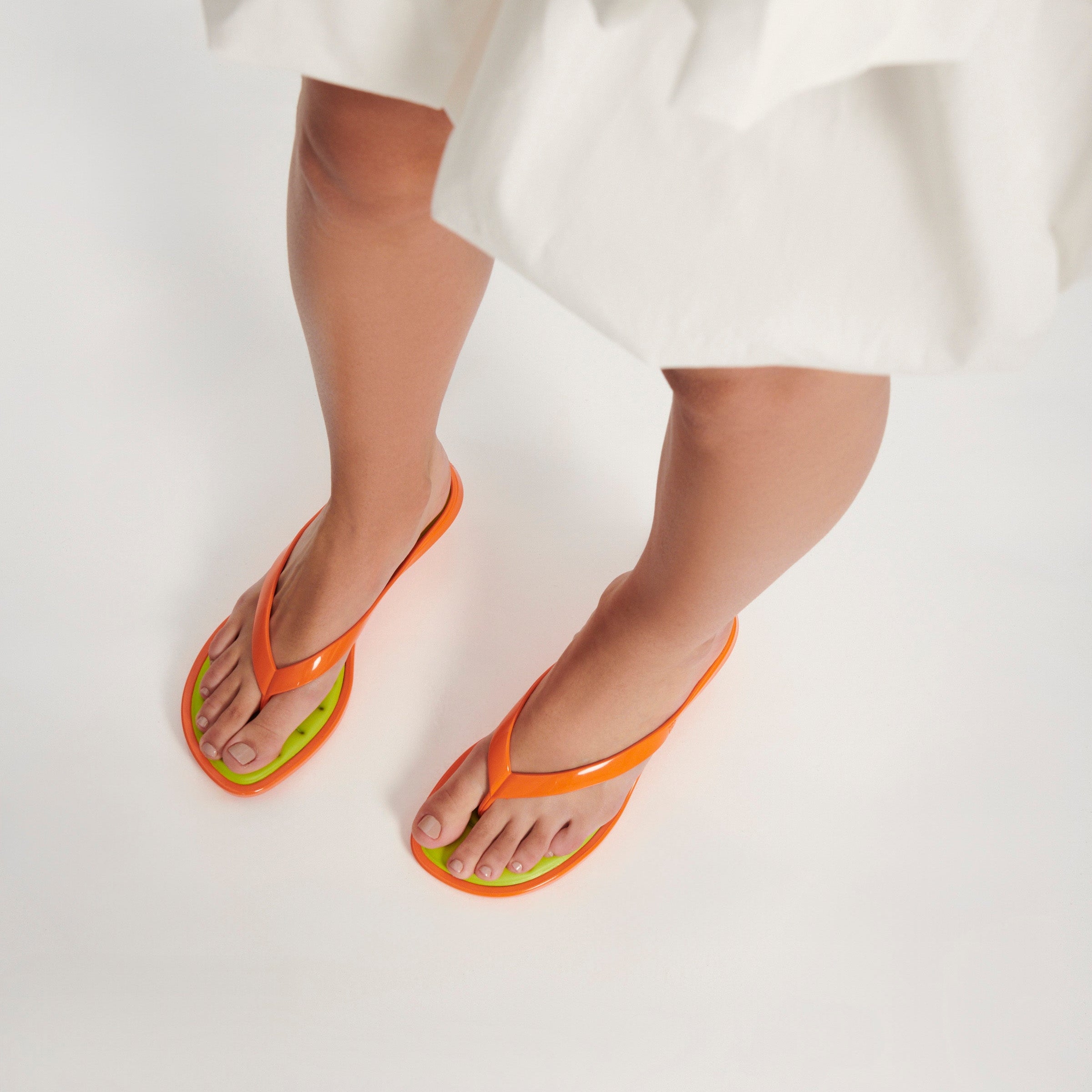 Melissa Thong Kitten Heel AD Orange / Green Klapki Damskie Na Obcasie Pomarańczowe Zielone