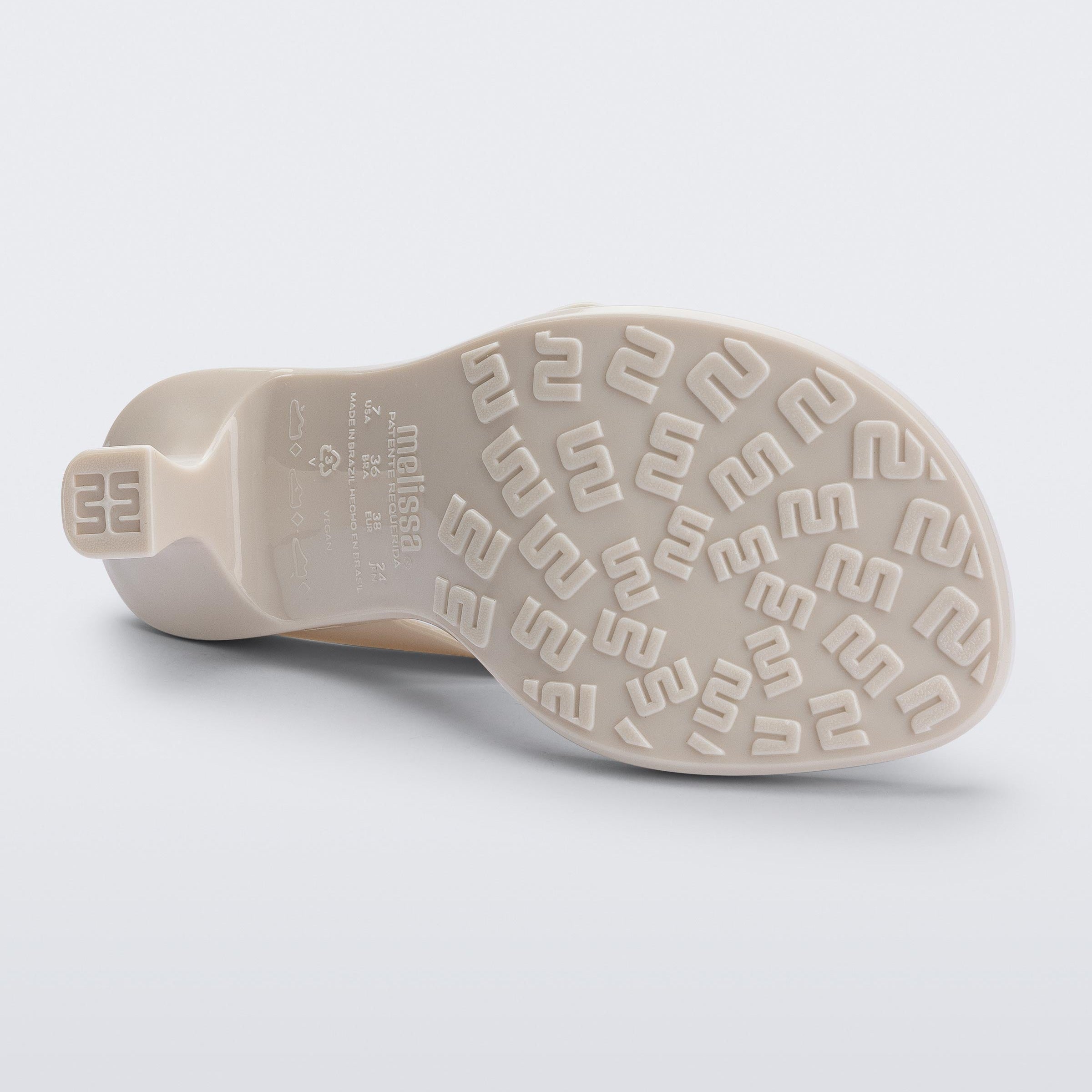 Melissa Thong Kitten Heel Petals AD Beige Klapki Damskie Na Obcasie Beżowe