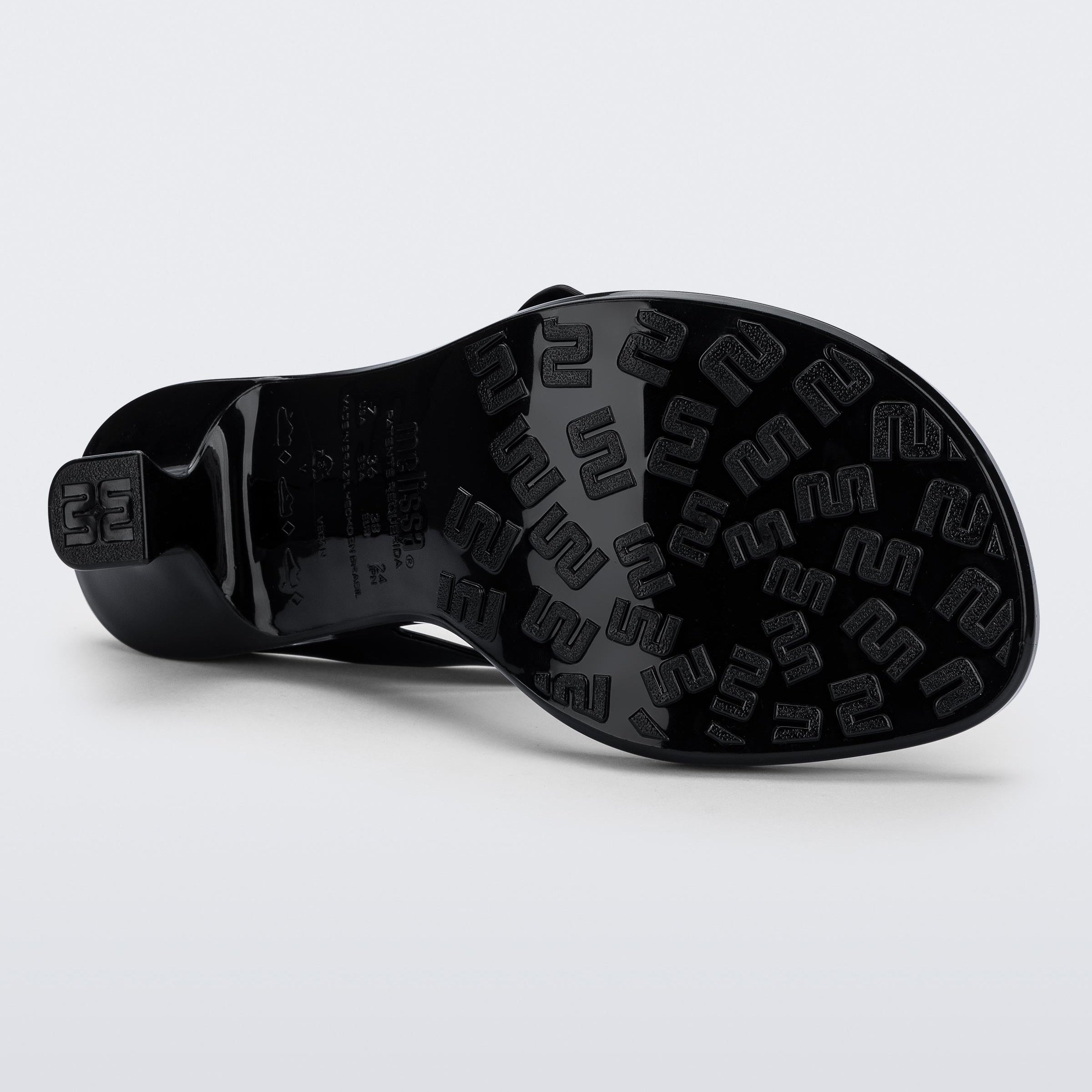 Melissa Thong Kitten Heel Petals AD Black Klapki Damskie Na Obcasie Czarne