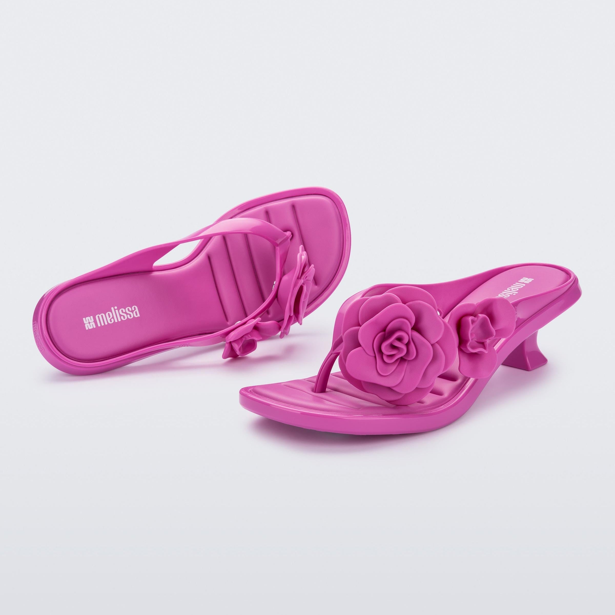 Melissa Thong Kitten Heel Petals AD Lilac Klapki Damskie Na Obcasie Liliowe