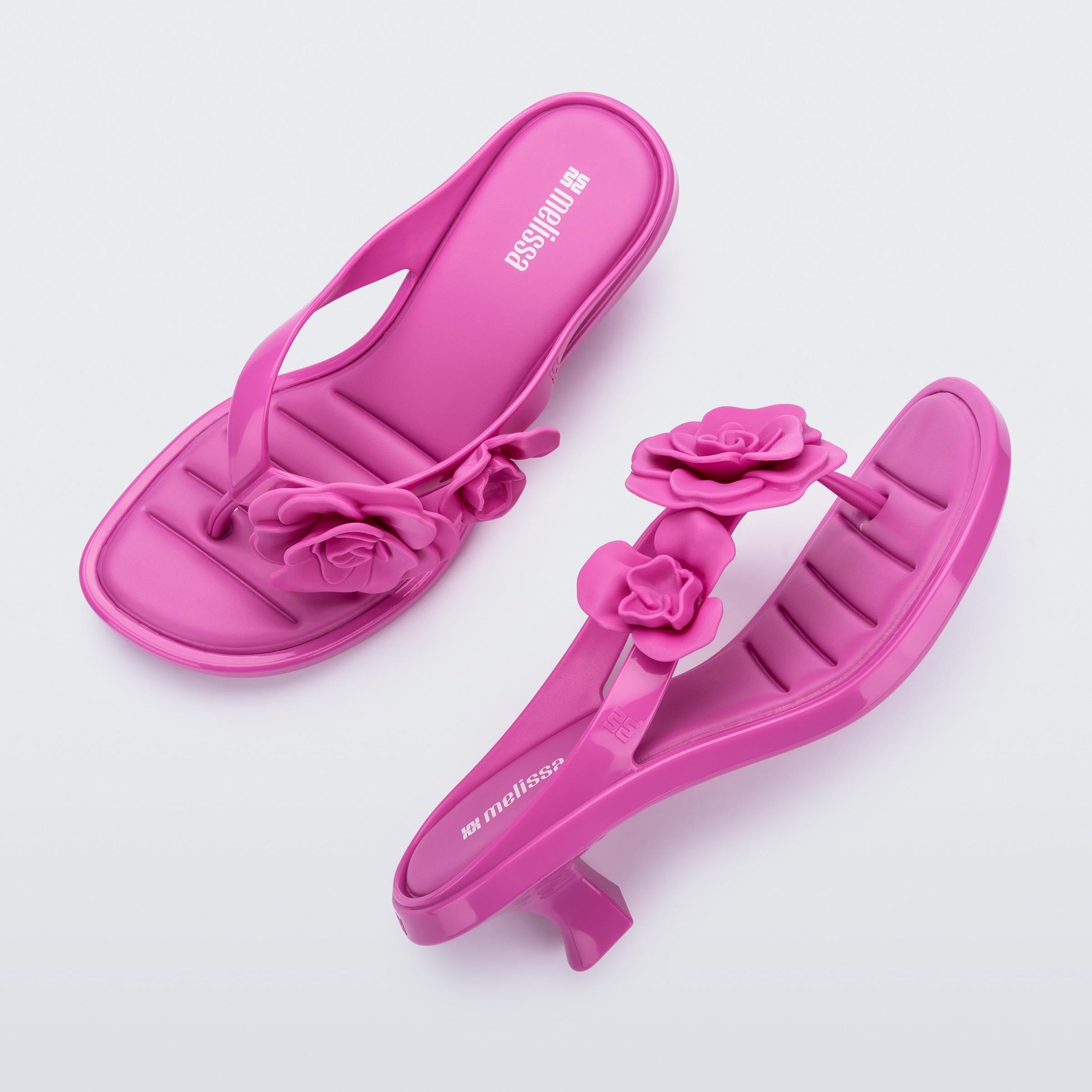 Melissa Thong Kitten Heel Petals AD Lilac Klapki Damskie Na Obcasie Liliowe