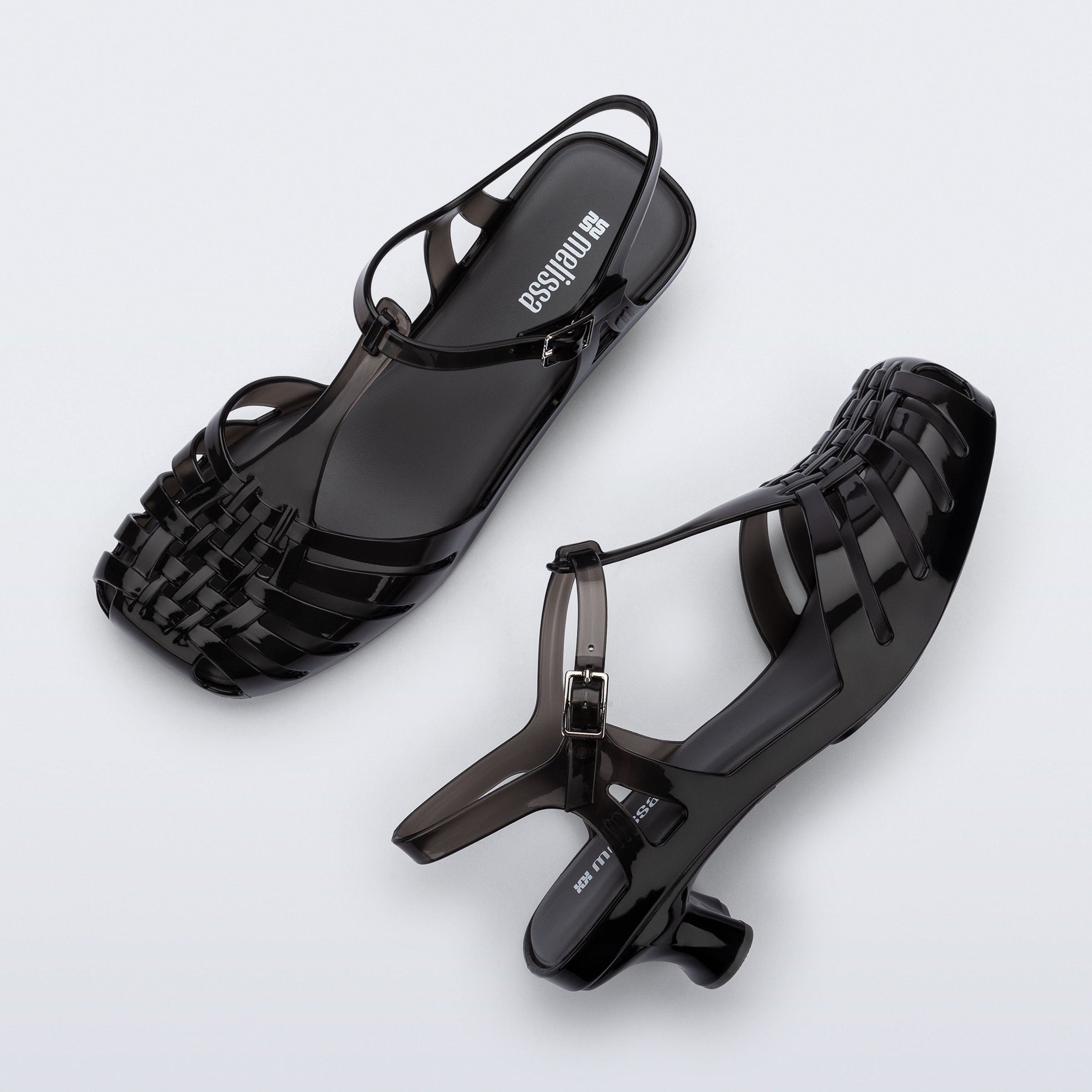 Melissa Vixen Kitten Heel AD Clear Black Sandały Damskie na Obcasie Czarne