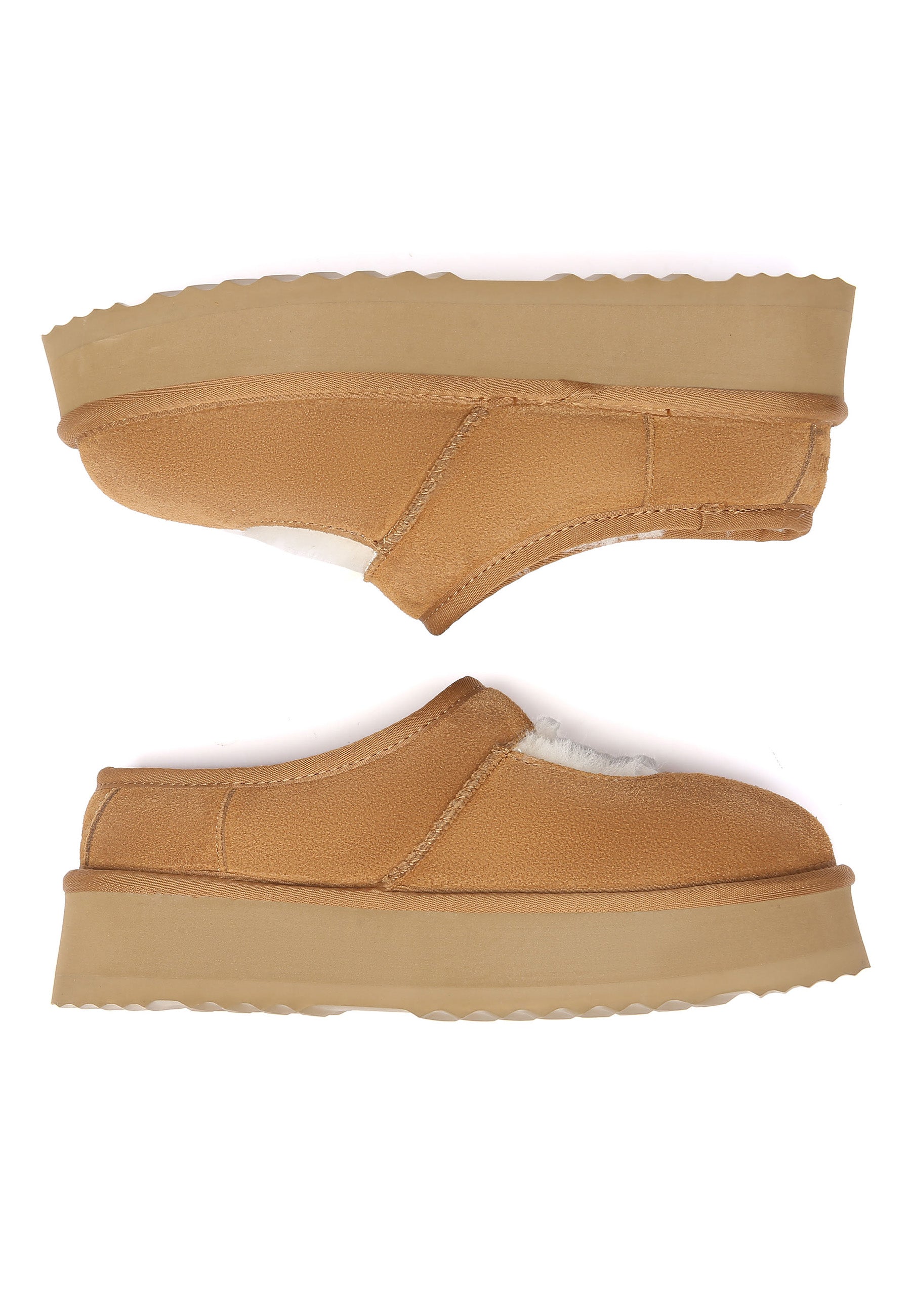 EVERAU Plumed Ankle Platform Slippers Kapcie Brązowe