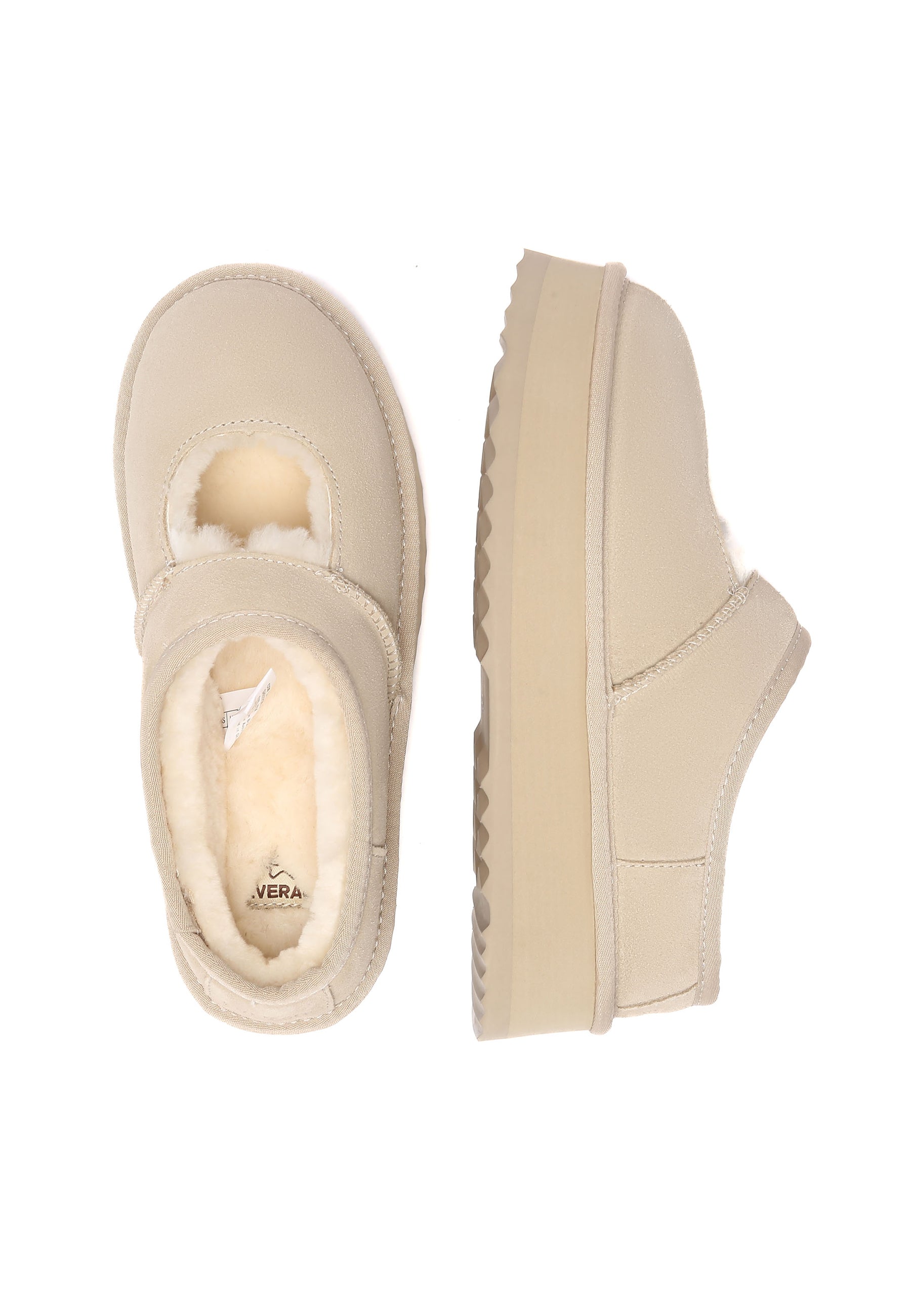 EVERAU Plumed Ankle Platform Slippers Kapcie Piaskowe