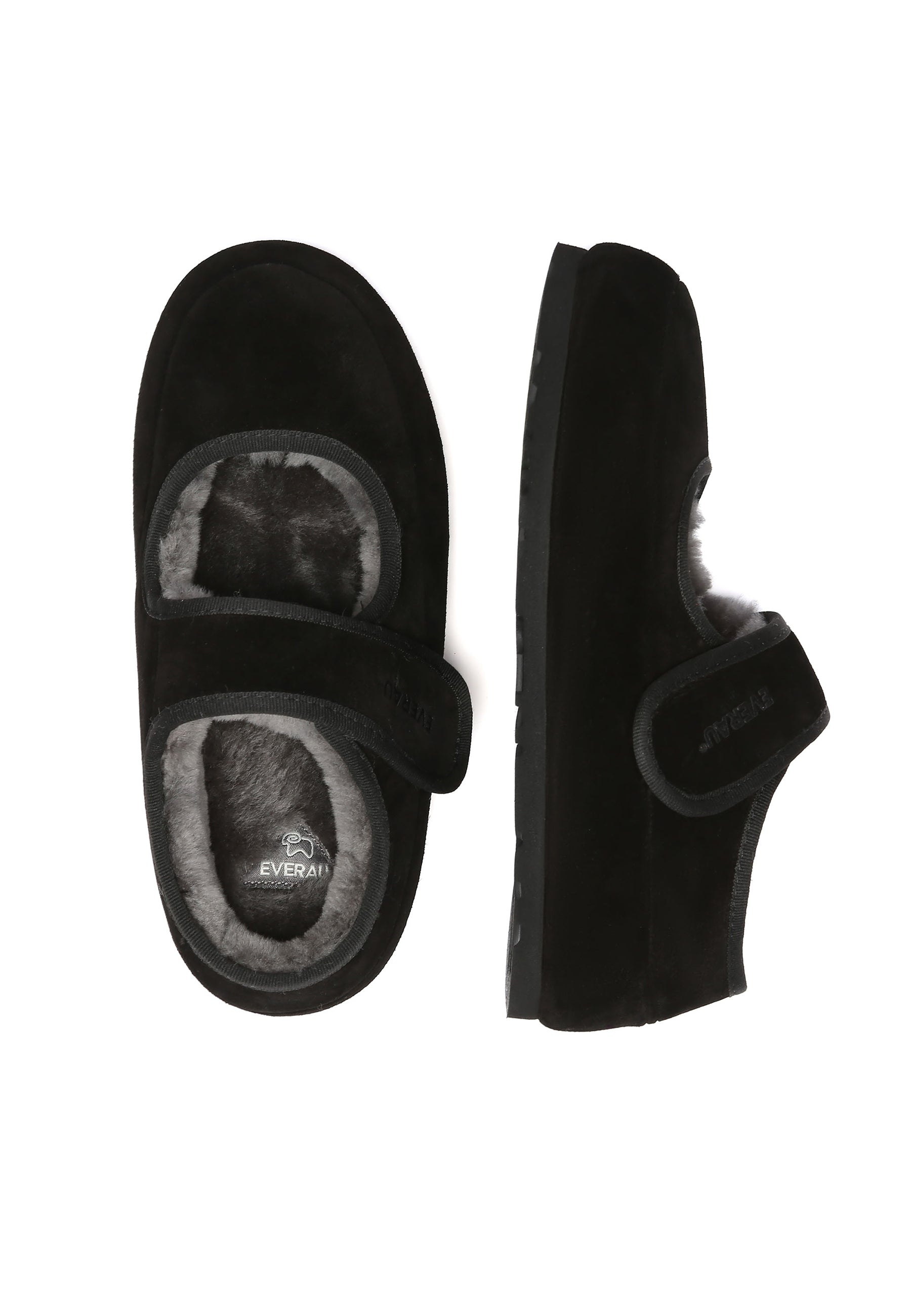 EVERAU Teal Adjustable Strap Slippers Kapcie Czarne