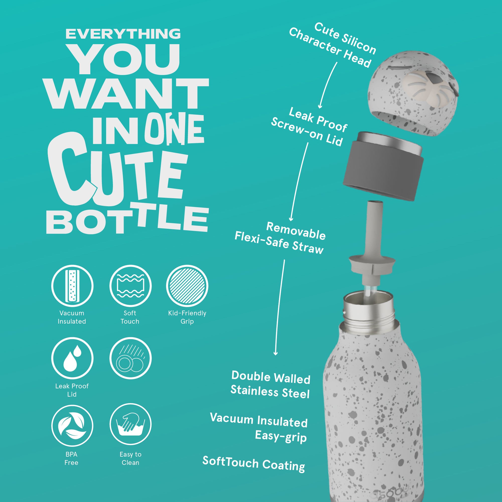 Asobu Butelka Termiczna Bestie Bottle 460ml Foka